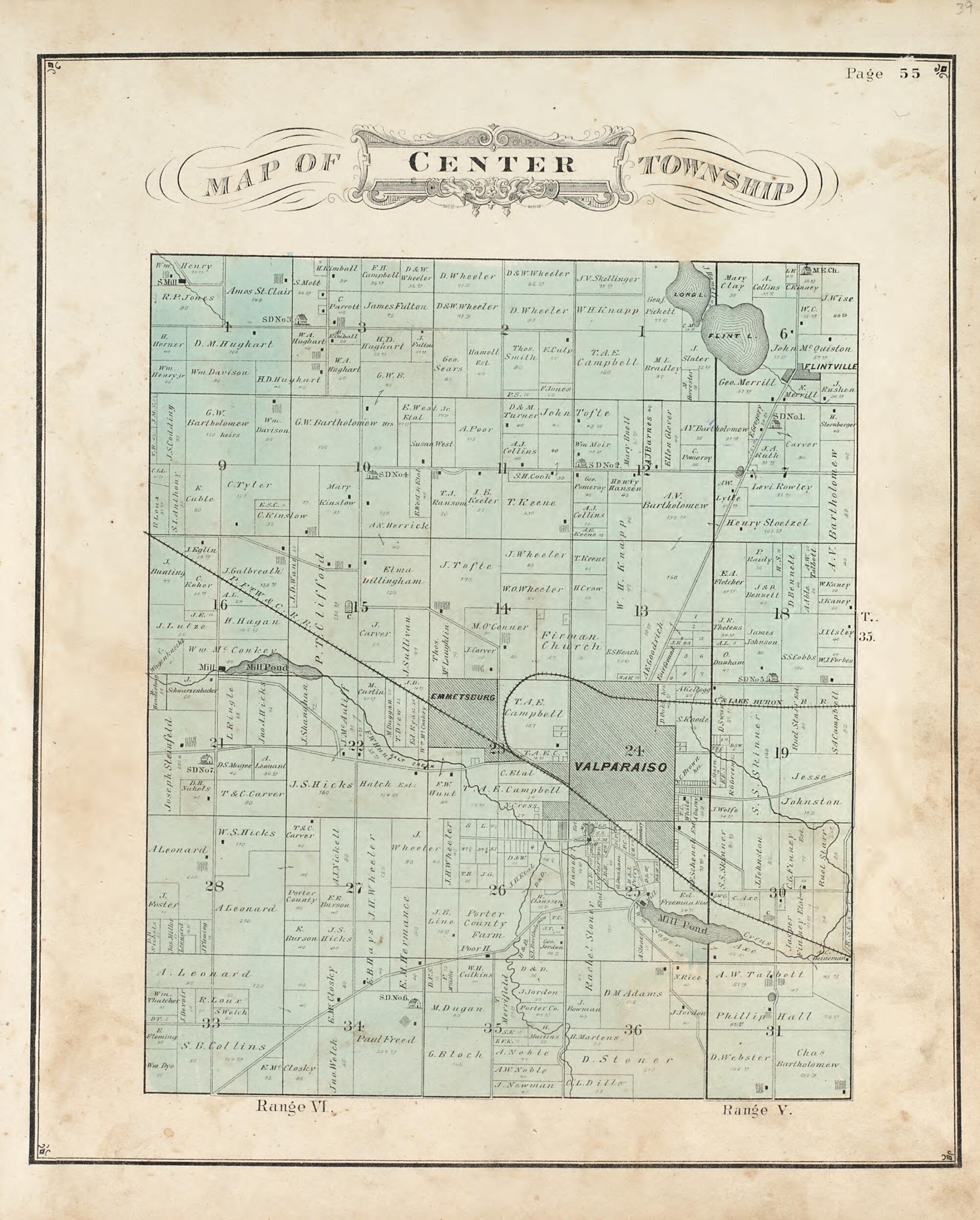 This old map of Map of Center Township from Hardesty&