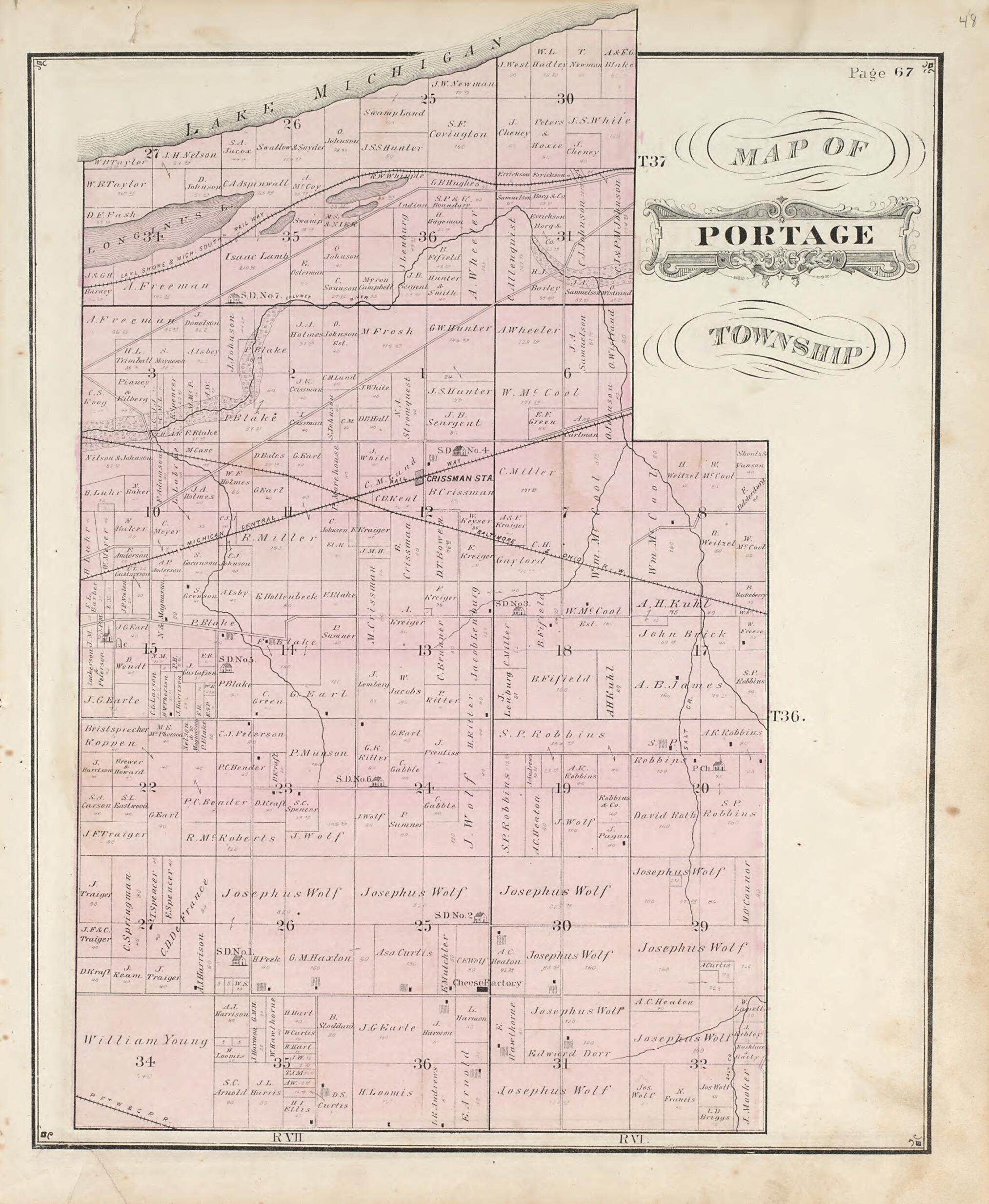 This old map of Map of Portage Township from Hardesty&