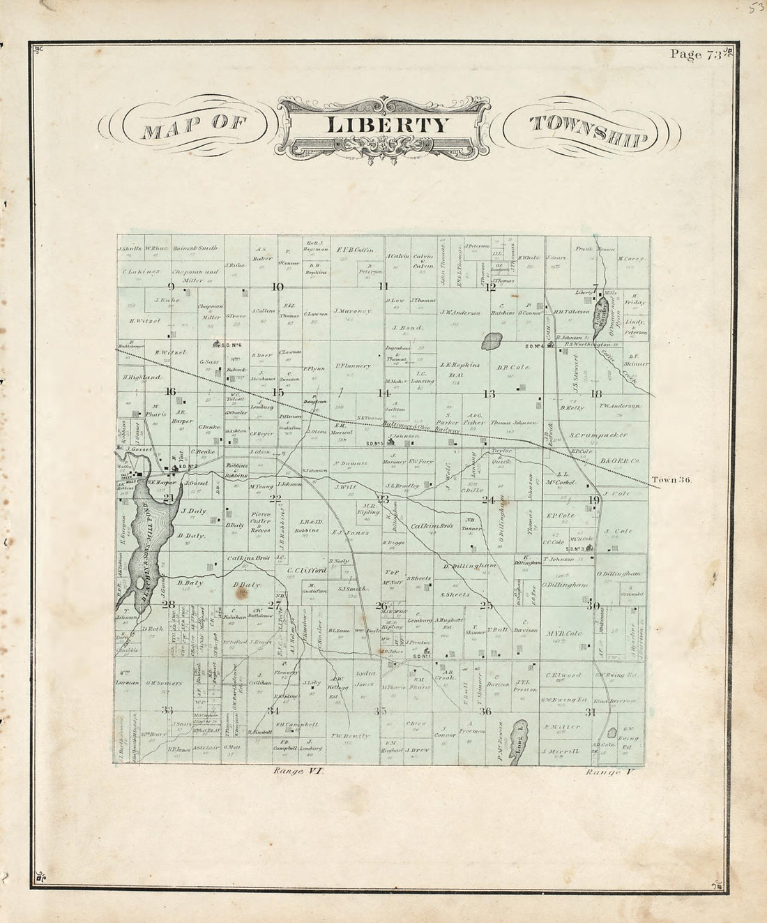 This old map of Map of Liberty Township from Hardesty&