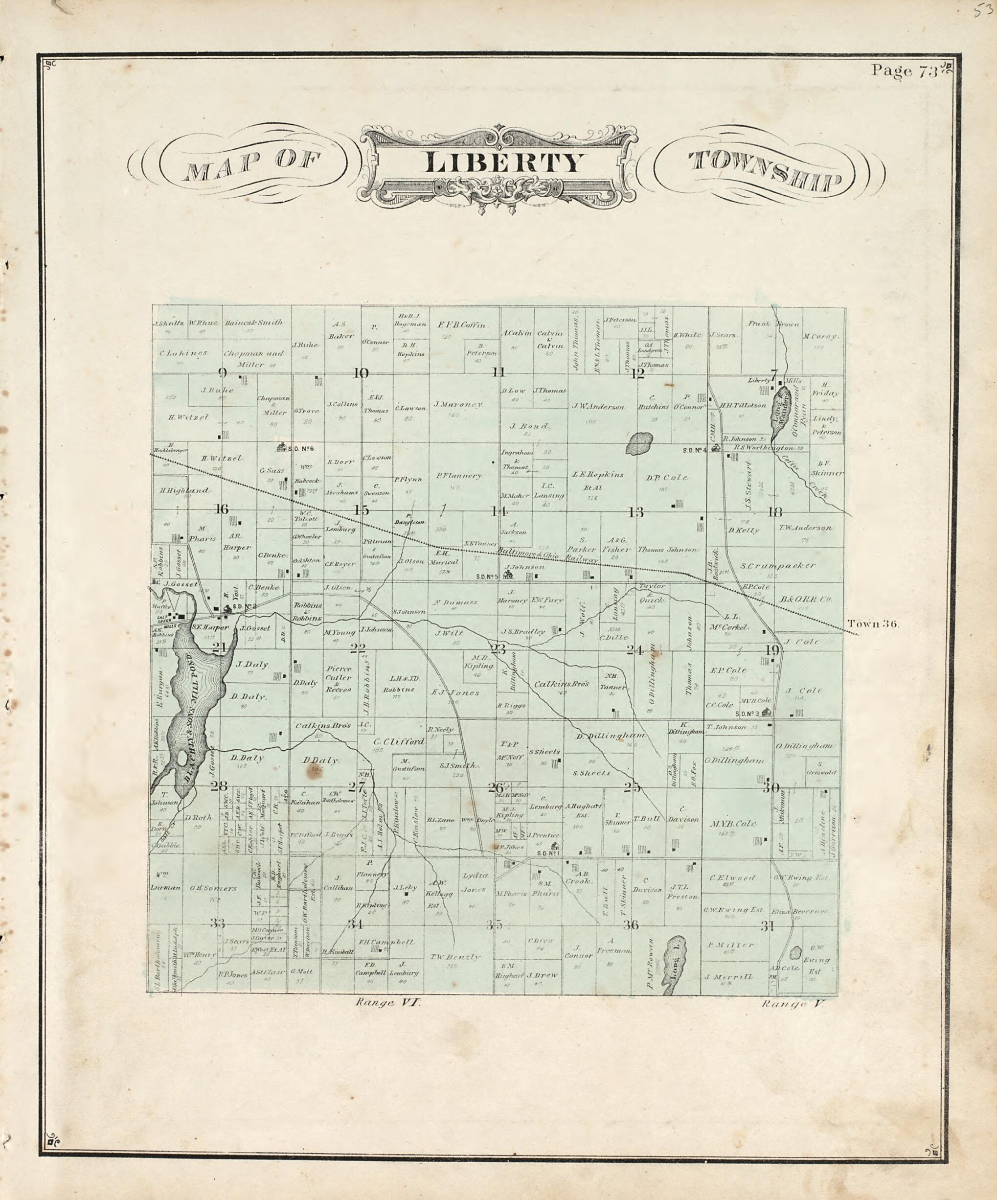 This old map of Map of Liberty Township from Hardesty&