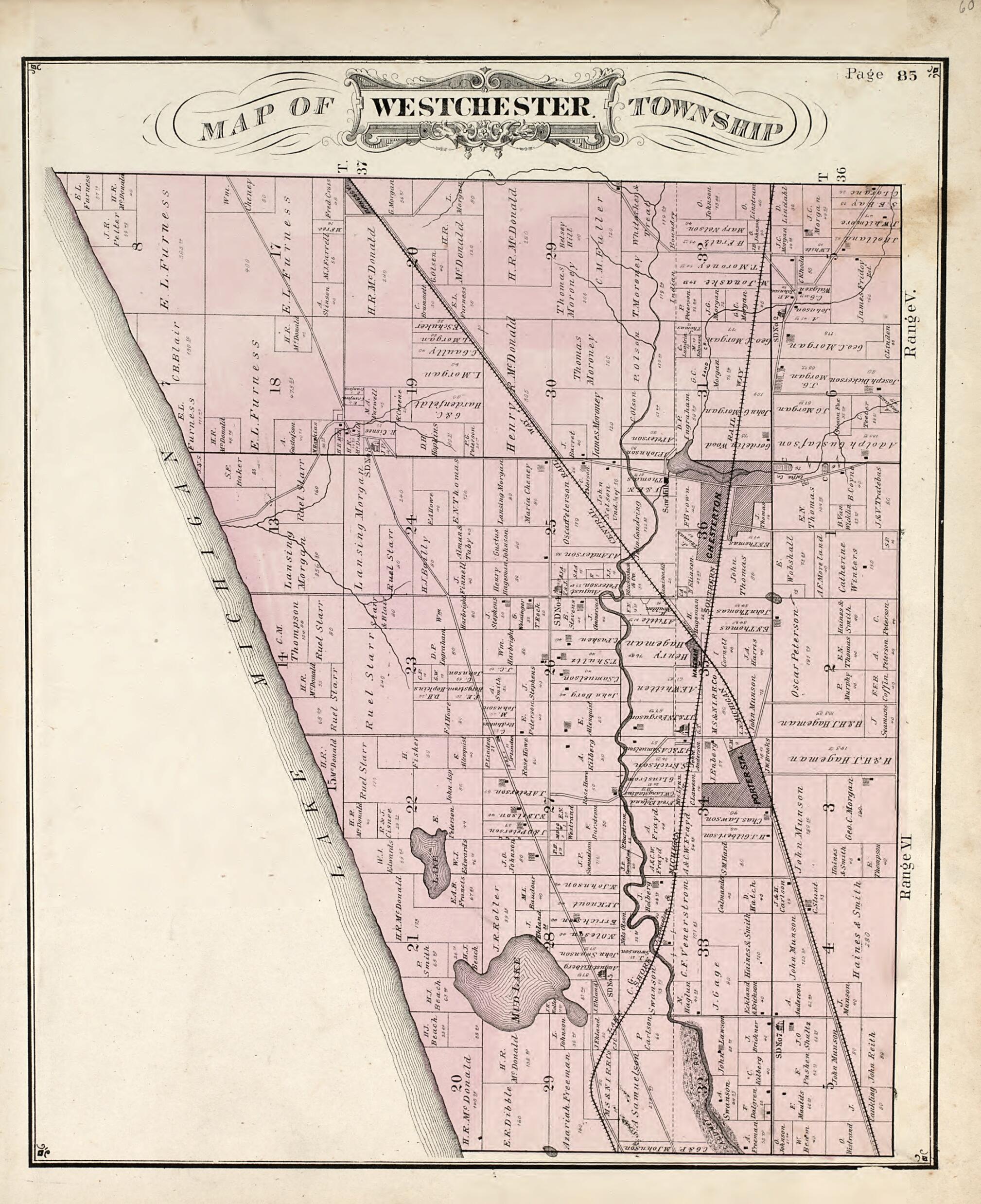 This old map of Map of Westchester Township from Hardesty&