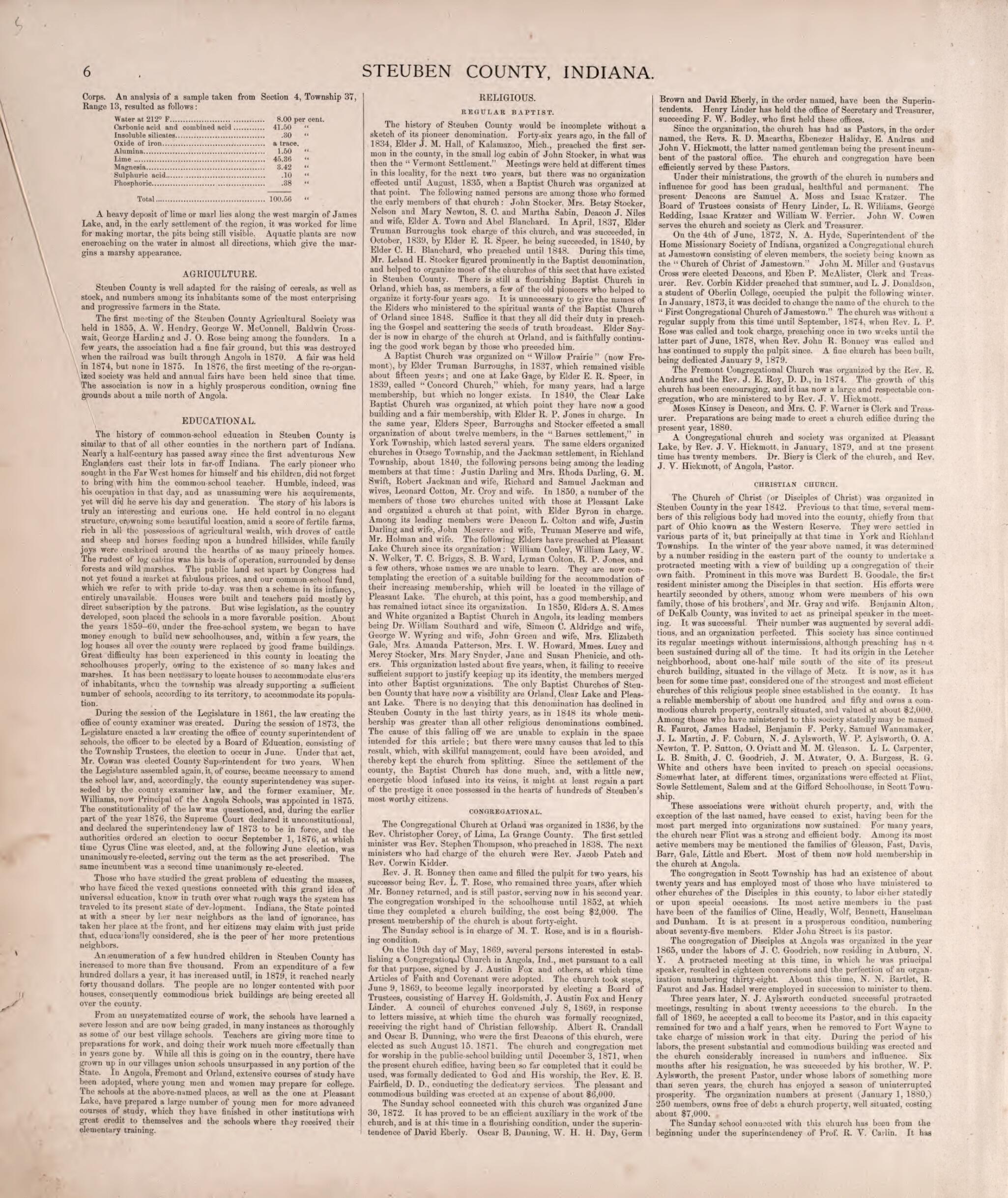 This old map of Steuben County, Indiana (continued) from Illustrated Historical Atlas of Steuben County, Indiana from 1880 was created by J.H. Beers & Co in 1880