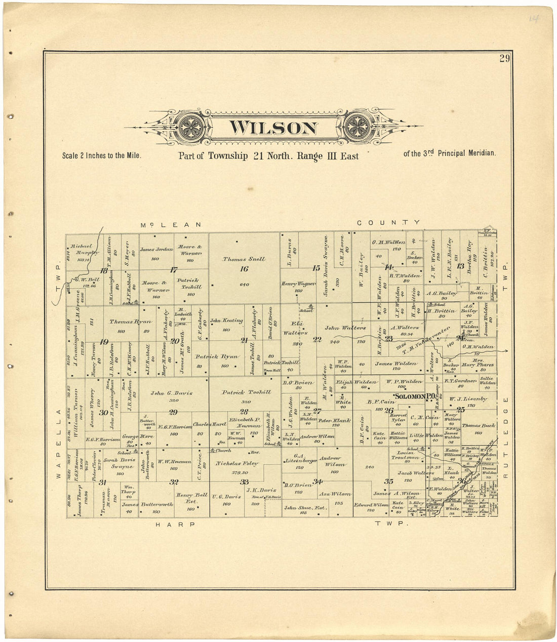 This old map of Wilson from Plat Book of De Witt County, Illinois from 1894 was created by Geo. A. Ogle & Co in 1894