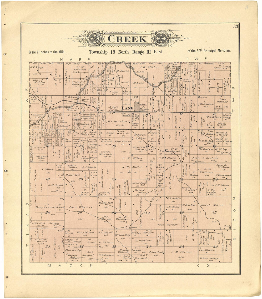 This old map of Creek from Plat Book of De Witt County, Illinois from 1894 was created by Geo. A. Ogle & Co in 1894
