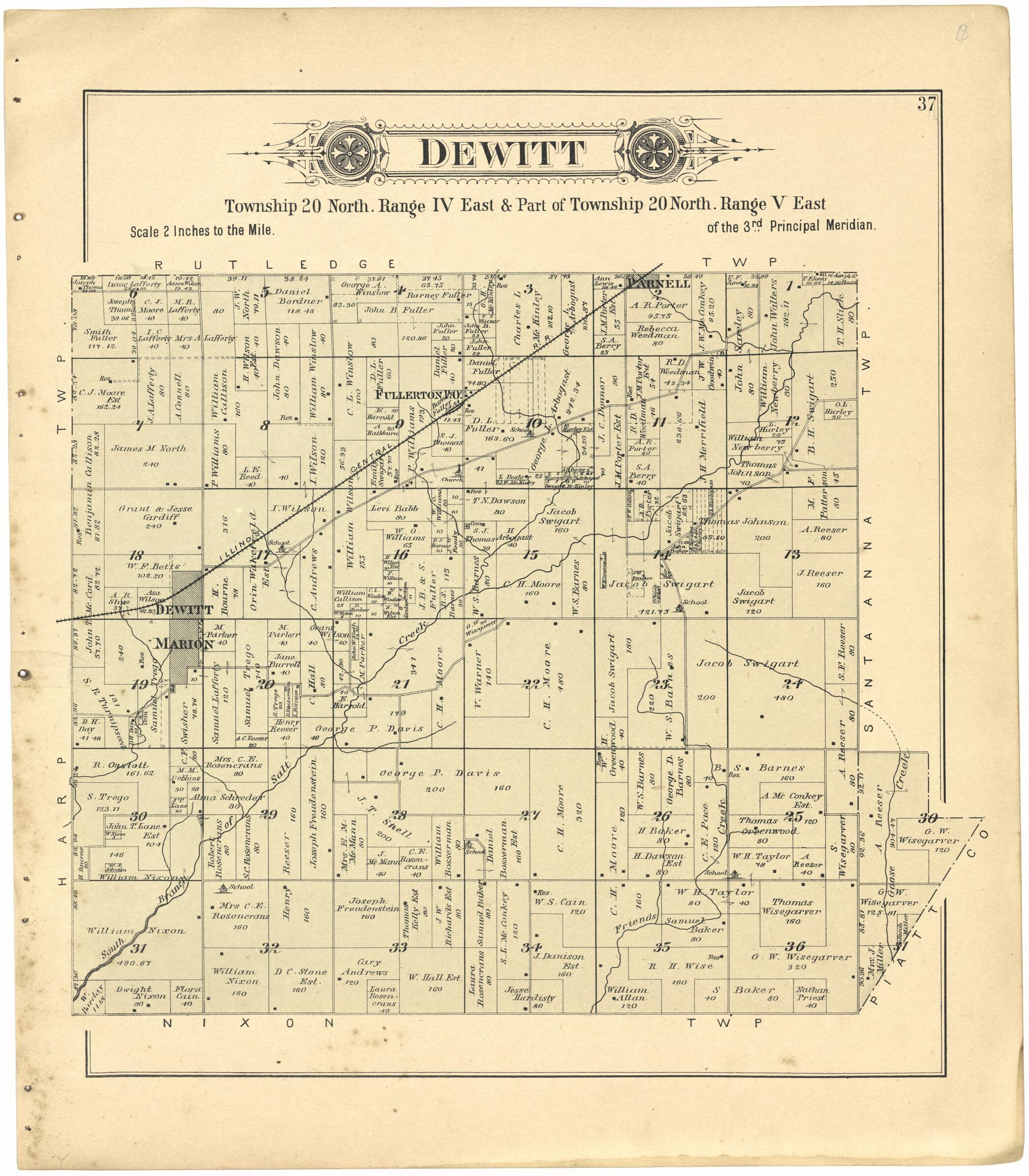 This old map of DeWitt from Plat Book of De Witt County, Illinois from 1894 was created by Geo. A. Ogle & Co in 1894