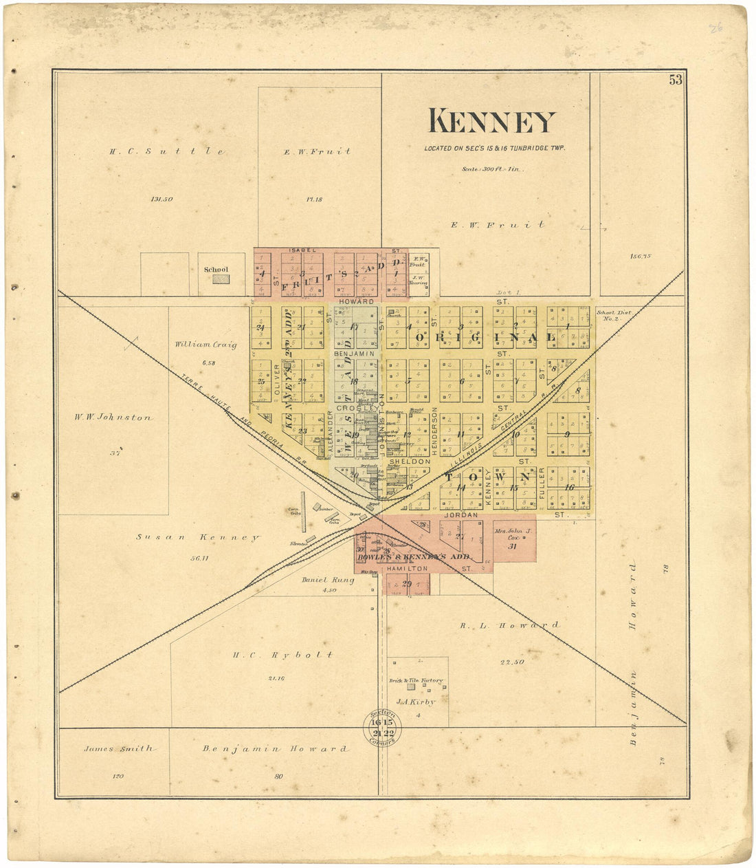 This old map of Kenney from Plat Book of De Witt County, Illinois from 1894 was created by Geo. A. Ogle & Co in 1894