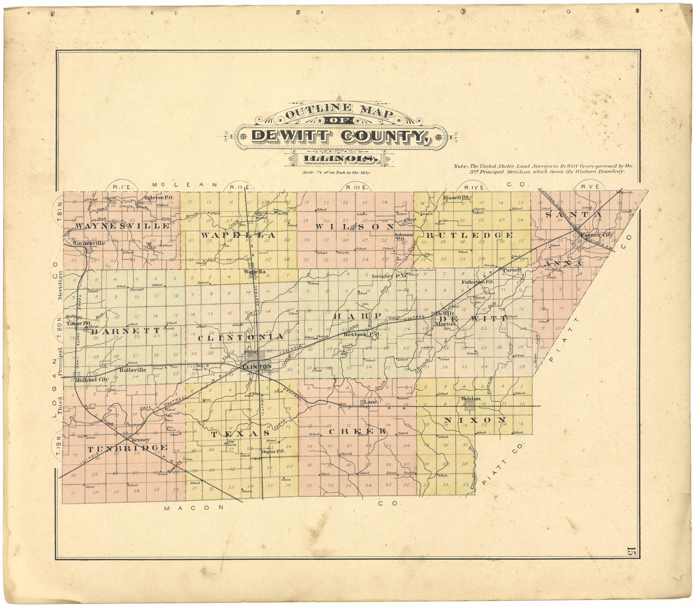 This old map of Outline Map of DeWitt County, Illinois from Plat Book of De Witt County, Illinois from 1894 was created by Geo. A. Ogle & Co in 1894