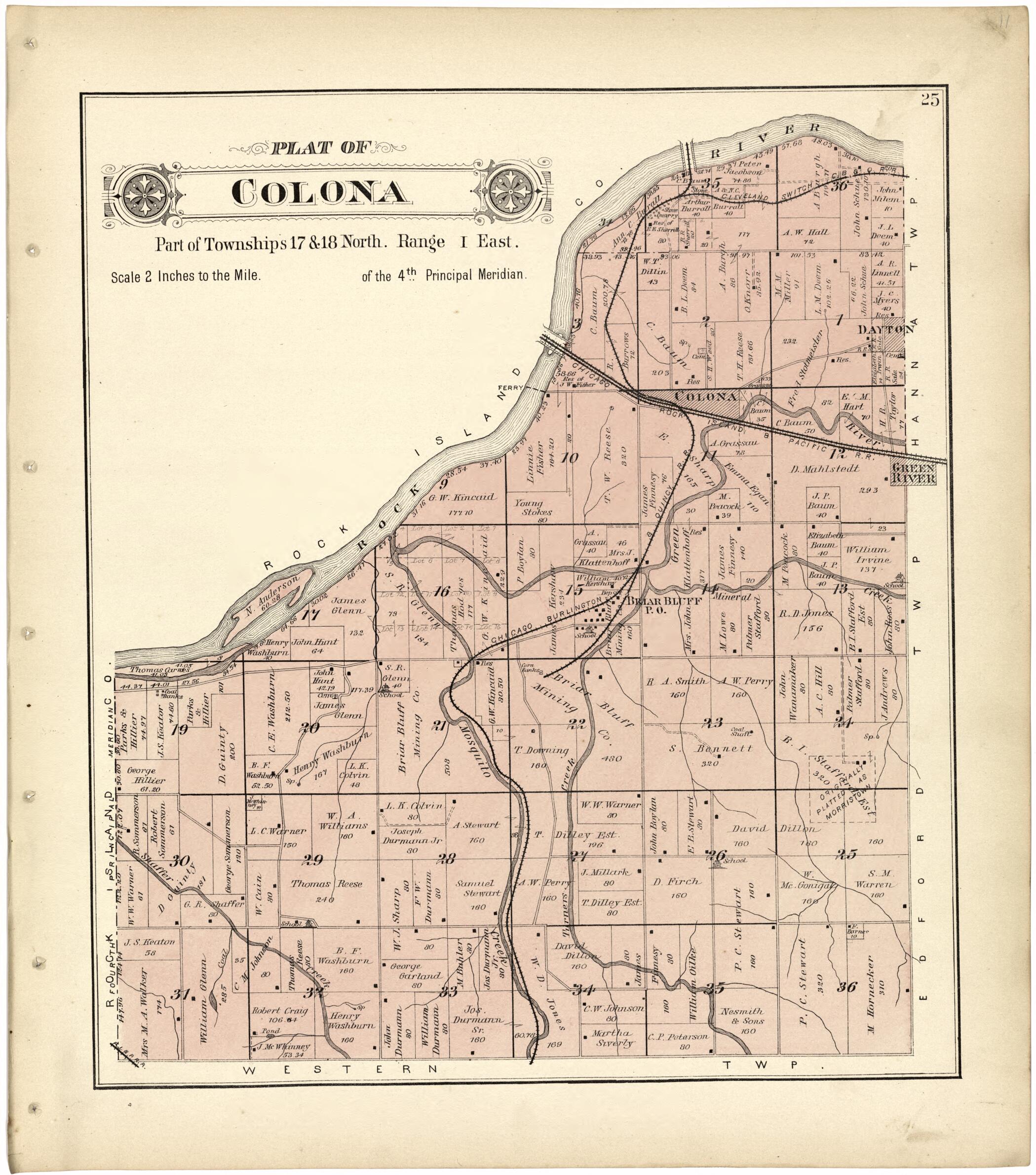 This old map of Plat of Colona from Plat Book of Henry County, Illinois from 1893 was created by Geo. A. Ogle & Co in 1893
