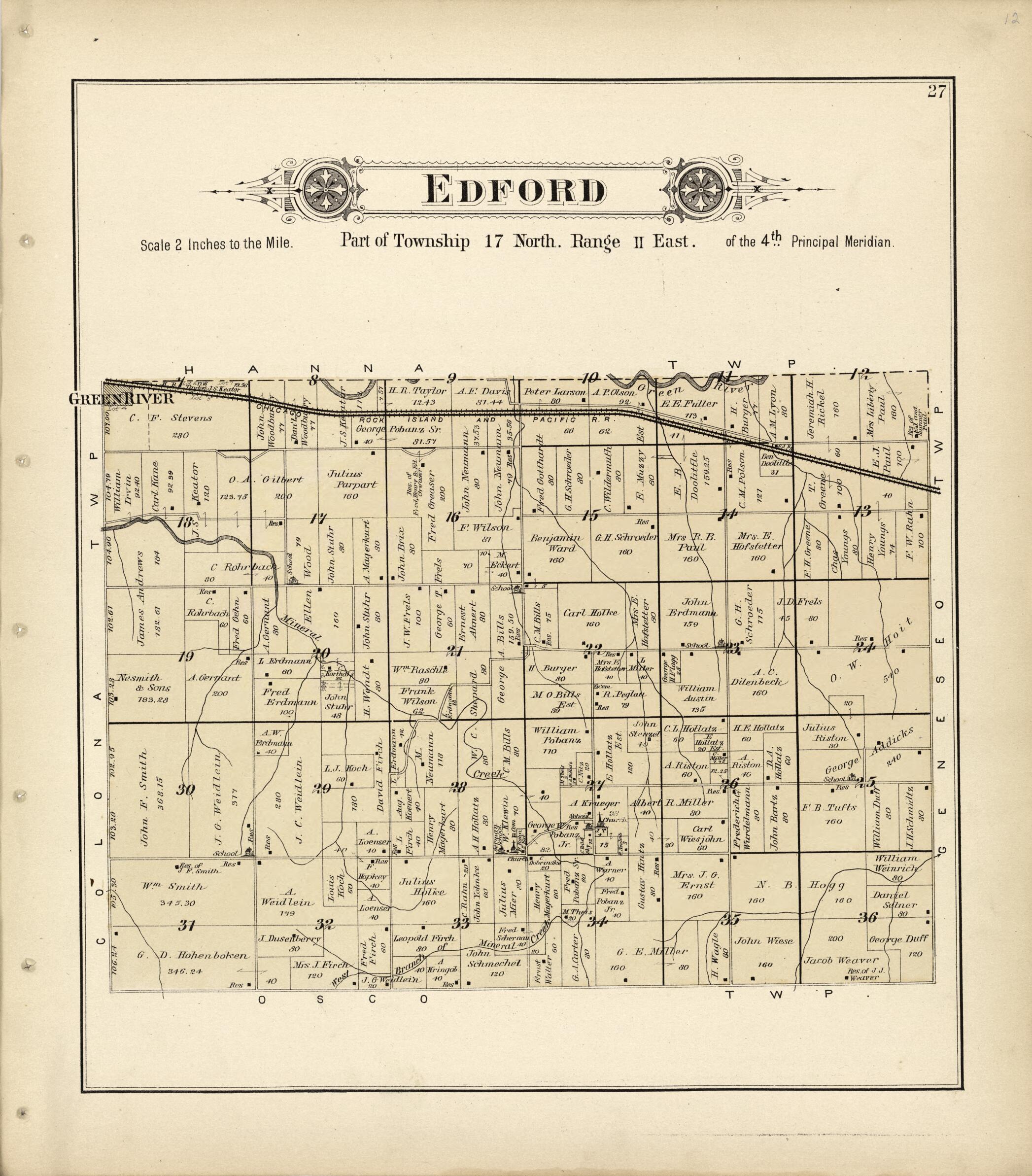 This old map of Edford from Plat Book of Henry County, Illinois from 1893 was created by Geo. A. Ogle & Co in 1893
