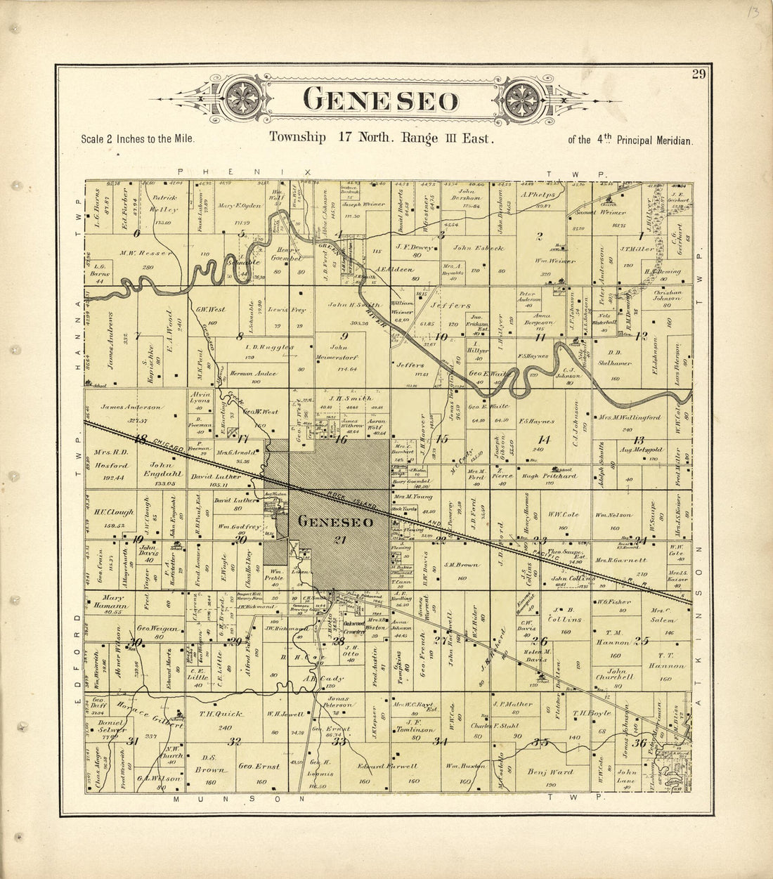 This old map of Geneseo from Plat Book of Henry County, Illinois from 1893 was created by Geo. A. Ogle & Co in 1893