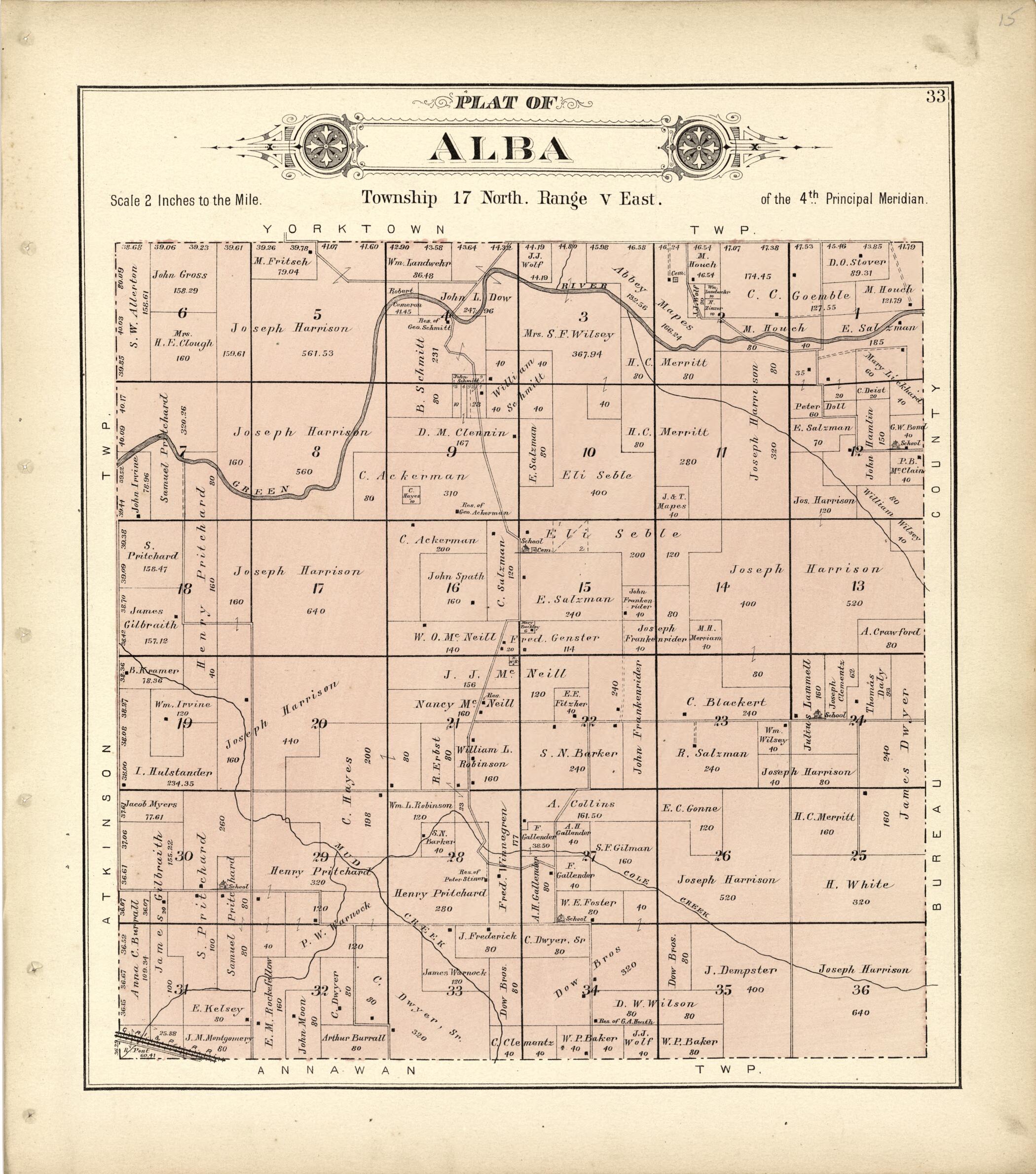 This old map of Plat of Alba from Plat Book of Henry County, Illinois from 1893 was created by Geo. A. Ogle & Co in 1893