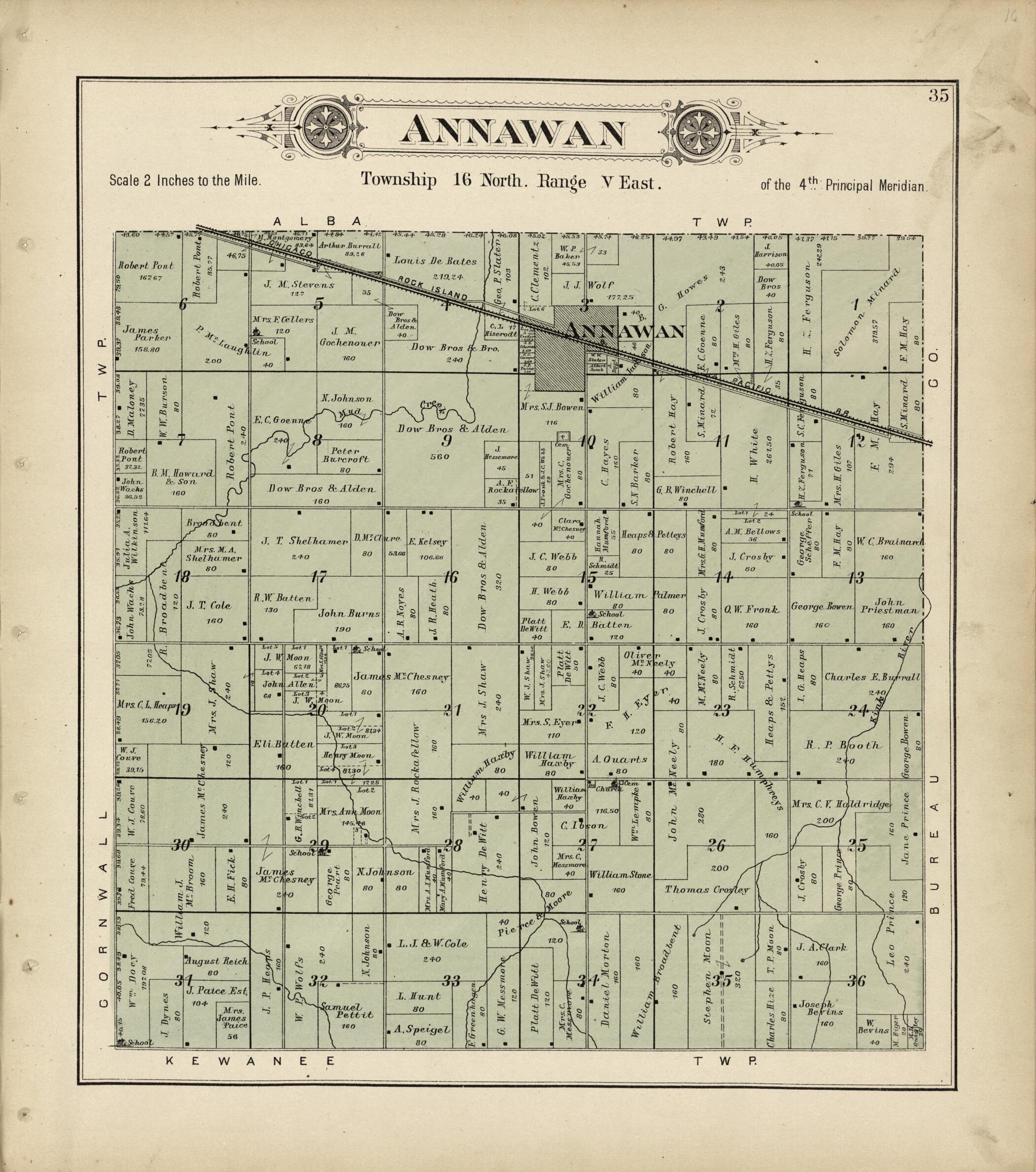 This old map of Annawan from Plat Book of Henry County, Illinois from 1893 was created by Geo. A. Ogle & Co in 1893