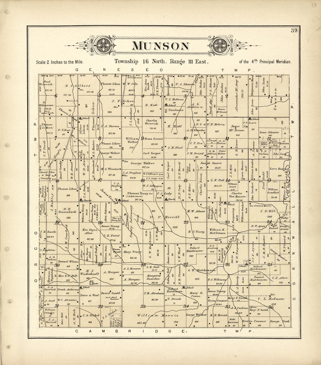 This old map of Munson from Plat Book of Henry County, Illinois from 1893 was created by Geo. A. Ogle & Co in 1893
