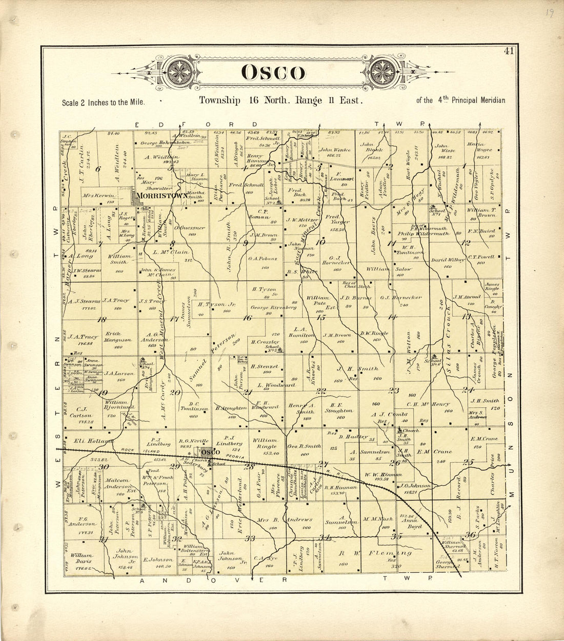 This old map of Osco from Plat Book of Henry County, Illinois from 1893 was created by Geo. A. Ogle & Co in 1893