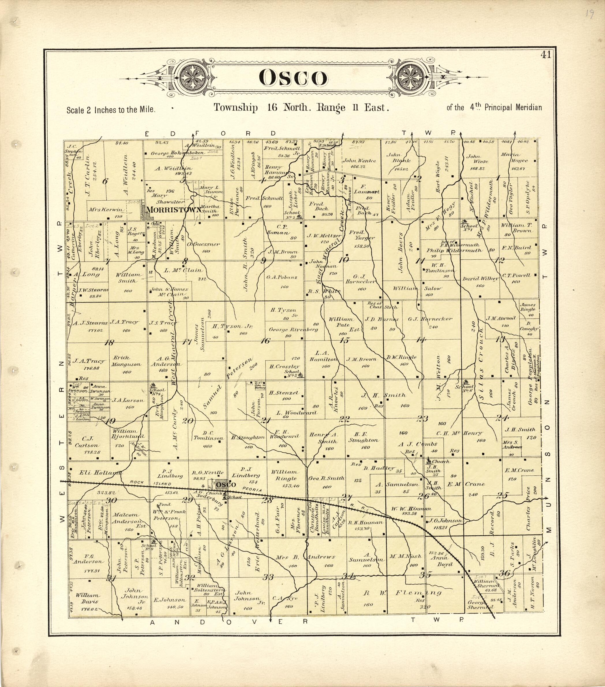 This old map of Osco from Plat Book of Henry County, Illinois from 1893 was created by Geo. A. Ogle & Co in 1893