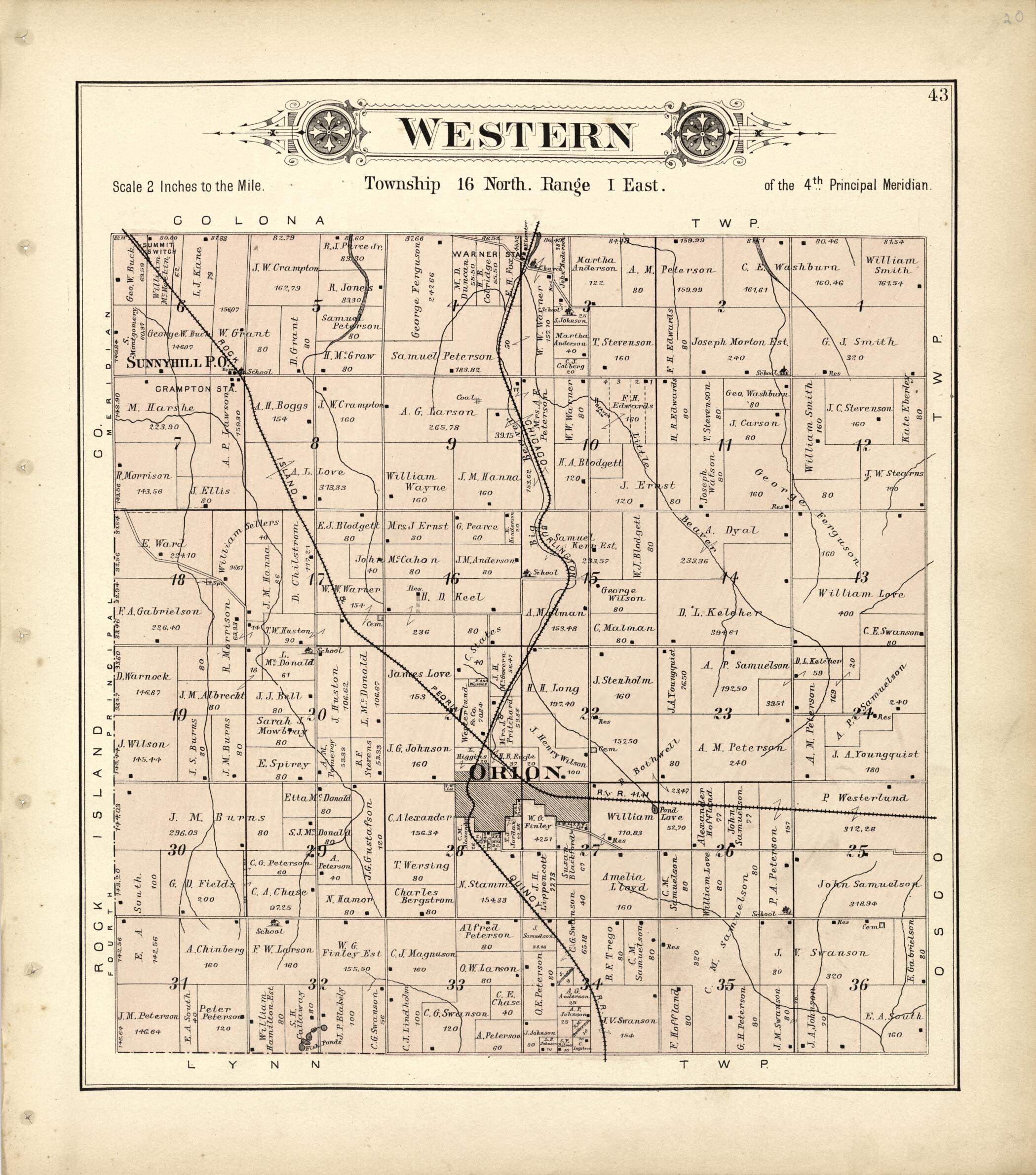 This old map of Western from Plat Book of Henry County, Illinois from 1893 was created by Geo. A. Ogle & Co in 1893