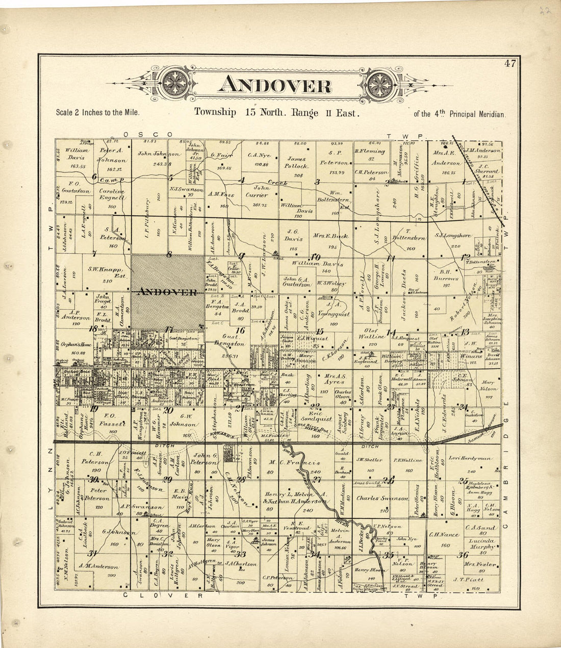 This old map of Andover from Plat Book of Henry County, Illinois from 1893 was created by Geo. A. Ogle & Co in 1893