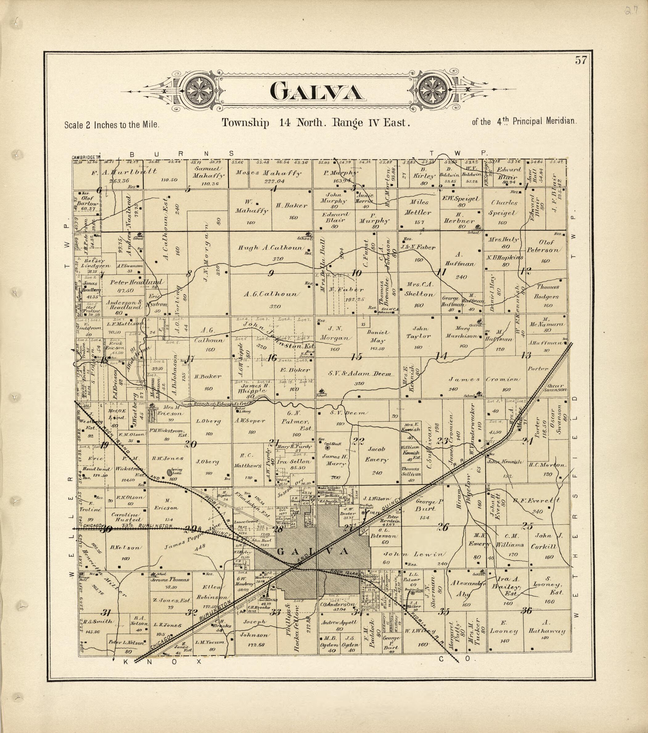 This old map of Galva from Plat Book of Henry County, Illinois from 1893 was created by Geo. A. Ogle & Co in 1893