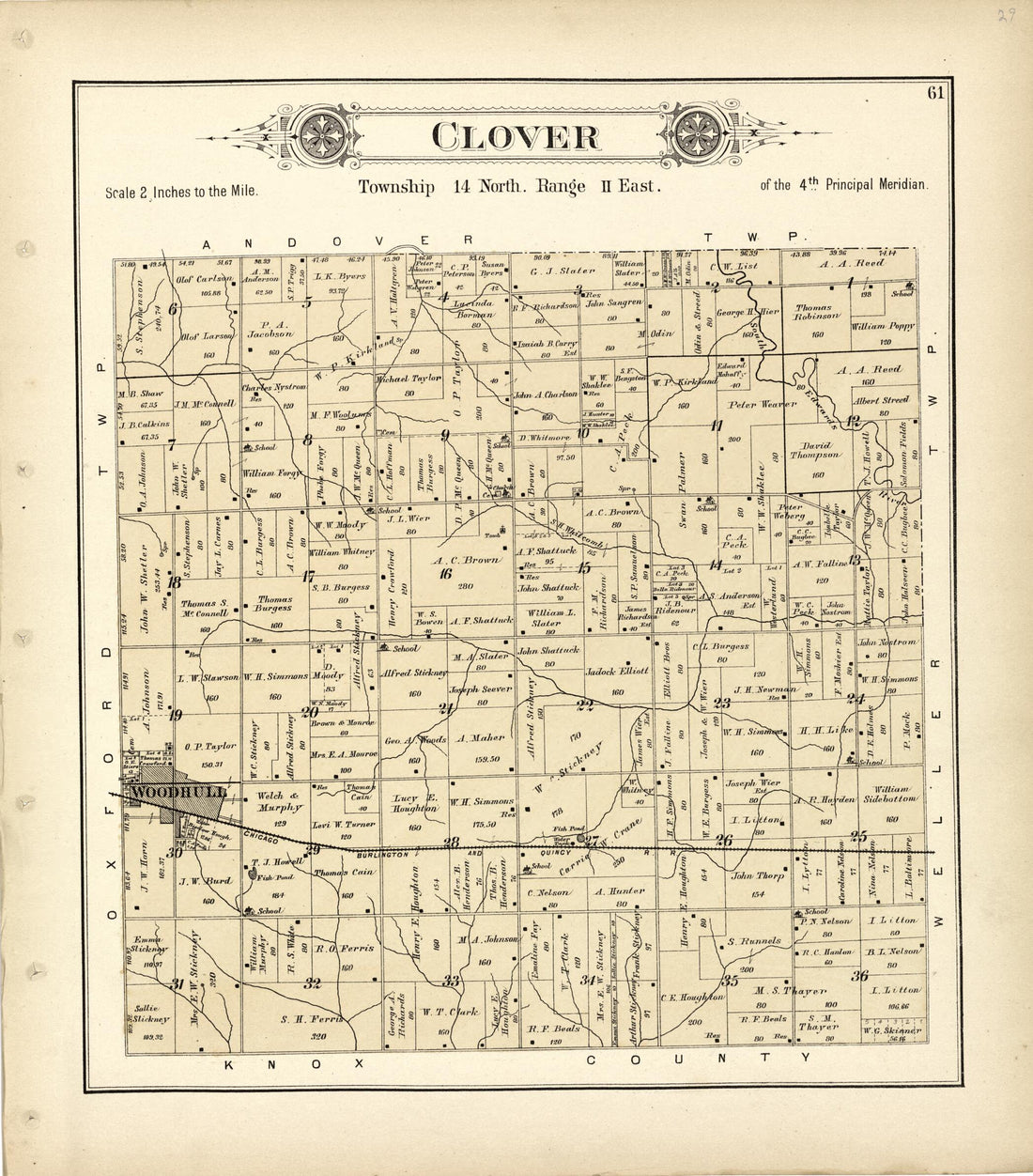 This old map of Clover from Plat Book of Henry County, Illinois from 1893 was created by Geo. A. Ogle & Co in 1893