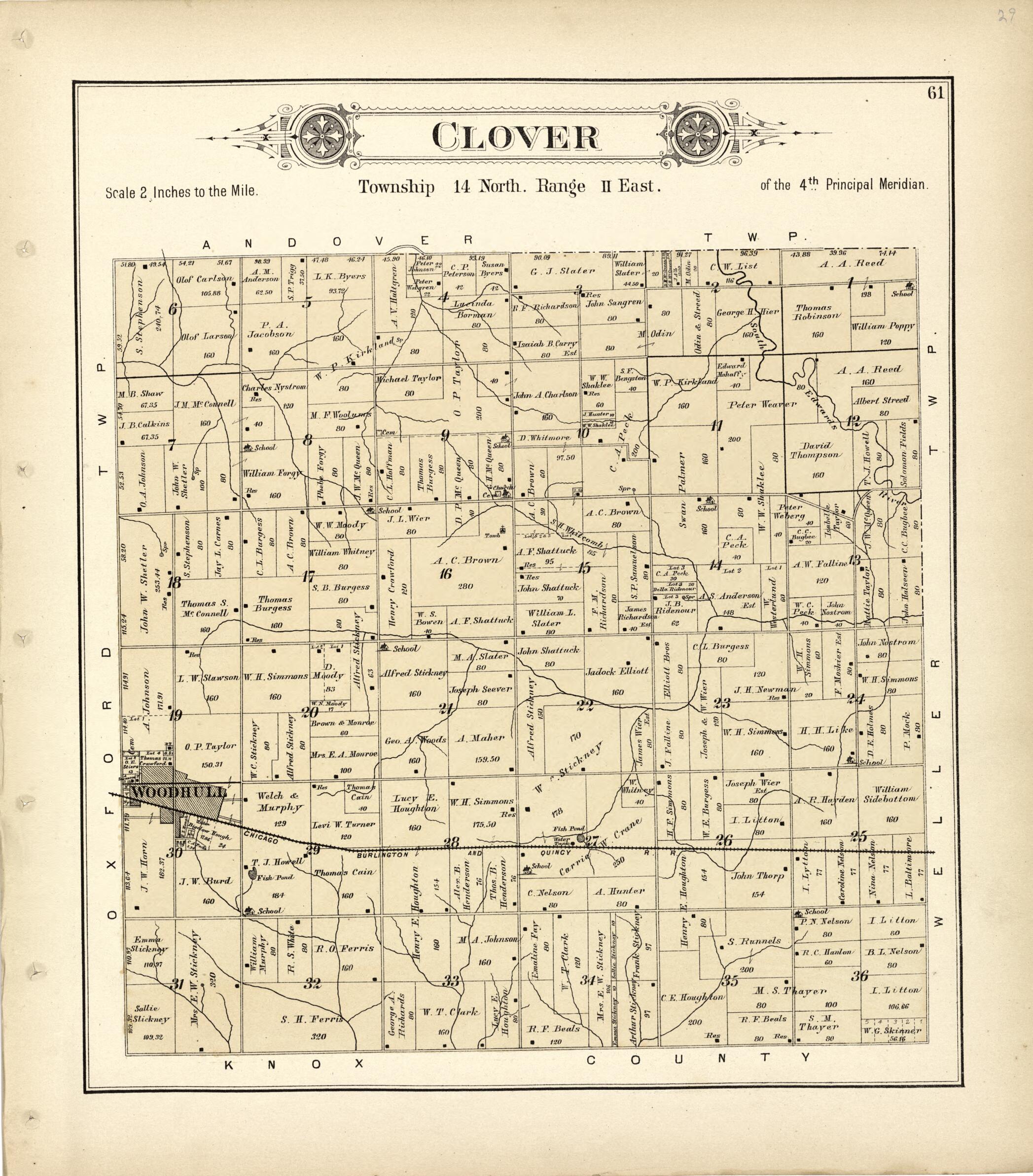 This old map of Clover from Plat Book of Henry County, Illinois from 1893 was created by Geo. A. Ogle & Co in 1893