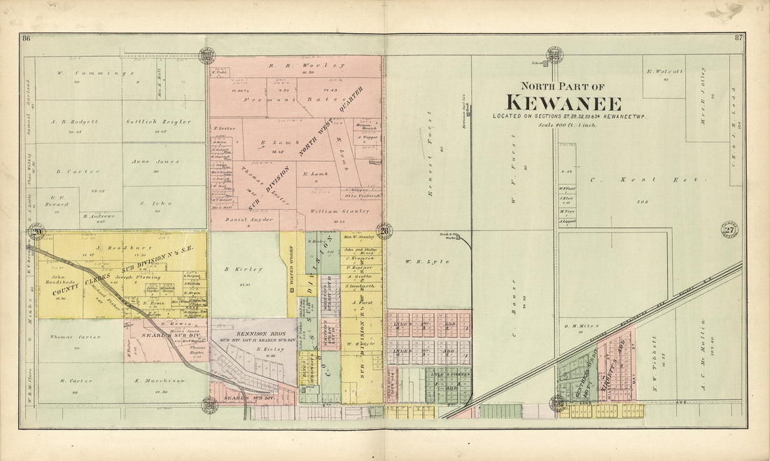 This old map of North Part of Kewanee from Plat Book of Henry County, Illinois from 1893 was created by Geo. A. Ogle & Co in 1893