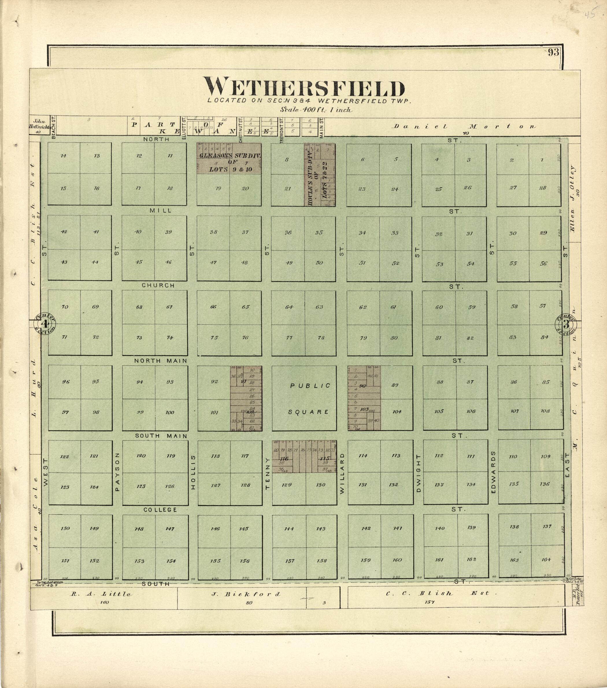 This old map of Wethersfield from Plat Book of Henry County, Illinois from 1893 was created by Geo. A. Ogle & Co in 1893