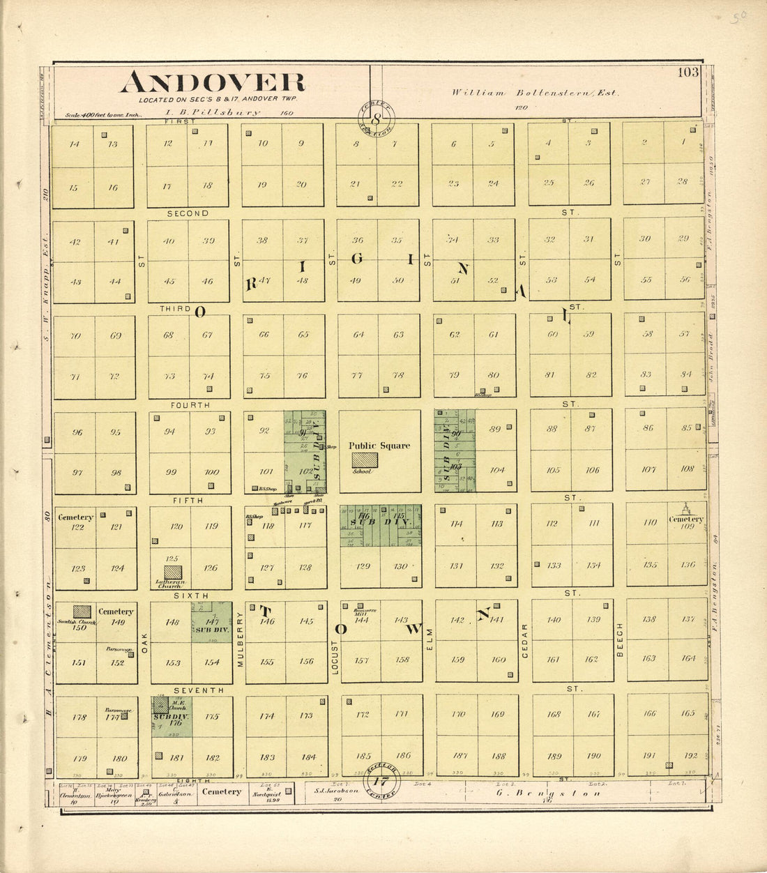This old map of Andover from Plat Book of Henry County, Illinois from 1893 was created by Geo. A. Ogle & Co in 1893