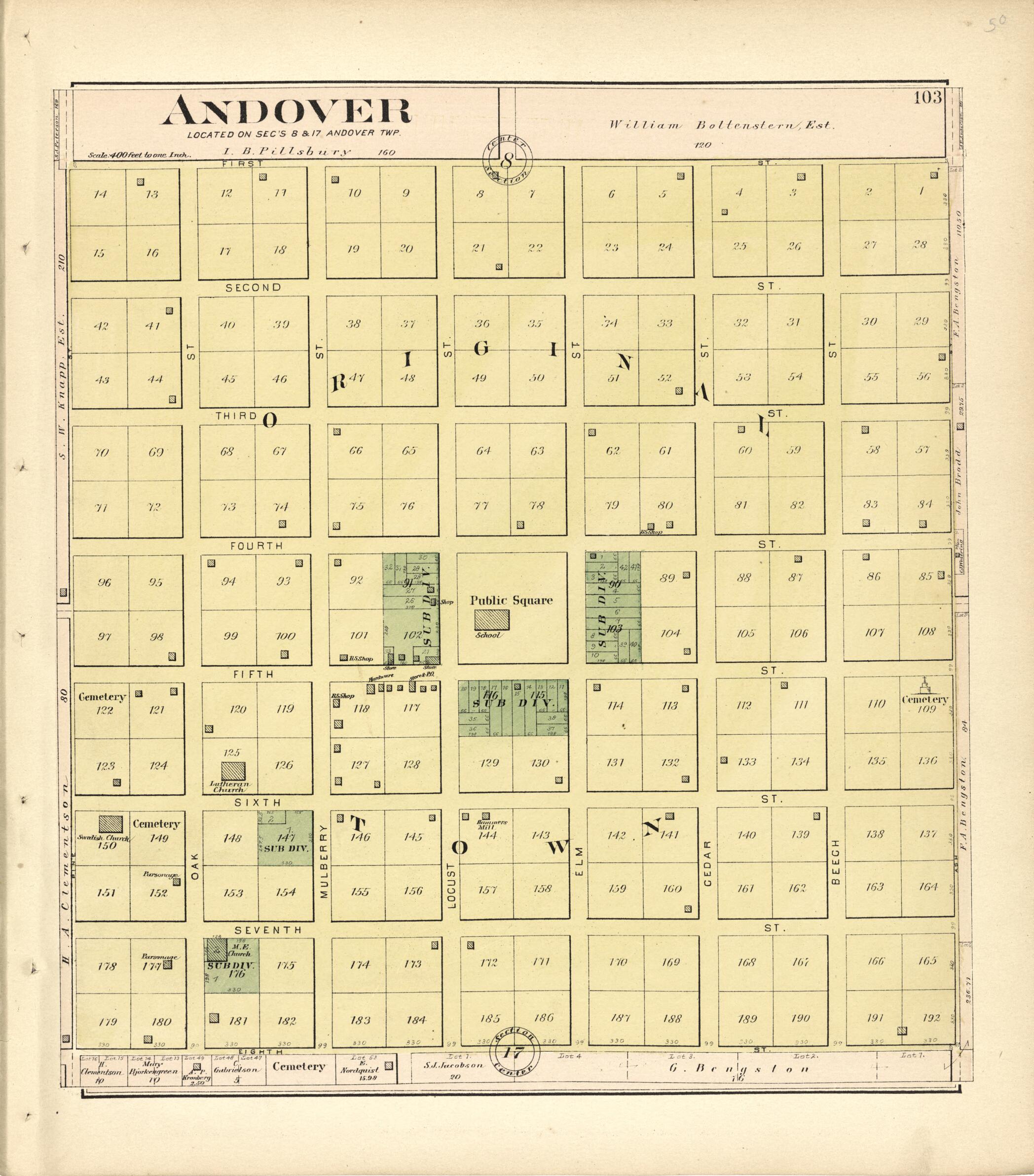 This old map of Andover from Plat Book of Henry County, Illinois from 1893 was created by Geo. A. Ogle & Co in 1893