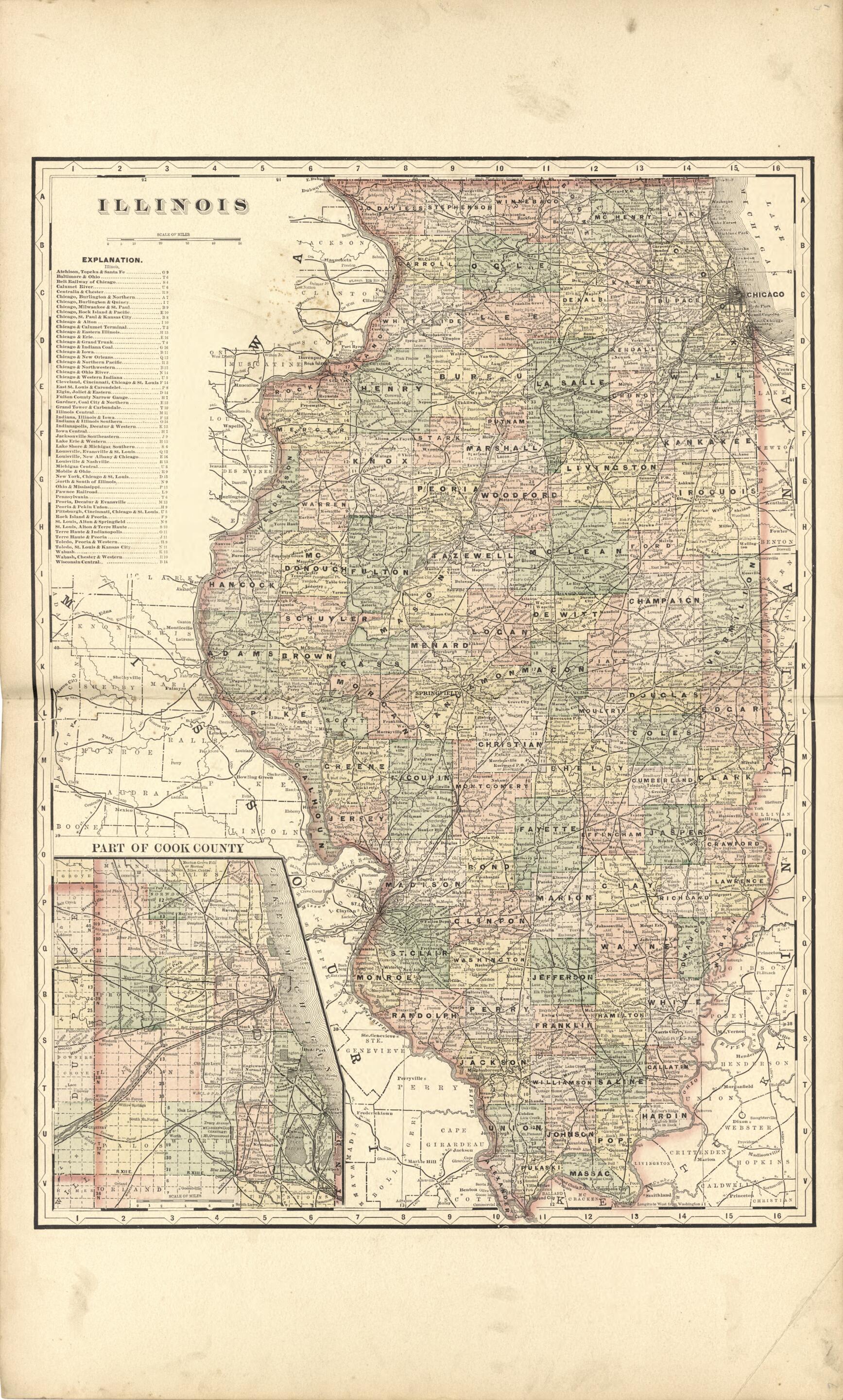This old map of Illinois from Plat Book of Henry County, Illinois from 1893 was created by Geo. A. Ogle & Co in 1893