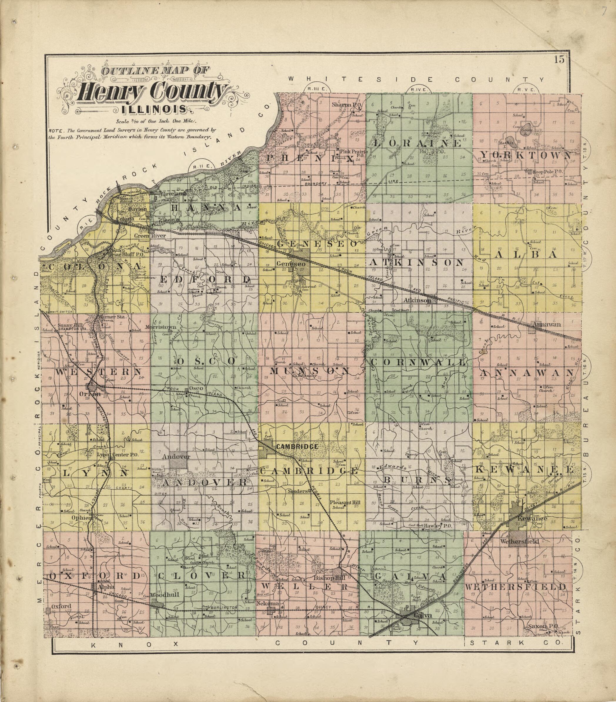 This old map of Outline Map of Henry County, Illinois from Plat Book of Henry County, Illinois from 1893 was created by Geo. A. Ogle & Co in 1893