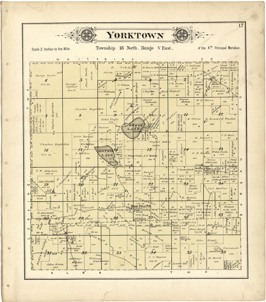 This old map of Yorktown from Plat Book of Henry County, Illinois from 1893 was created by Geo. A. Ogle & Co in 1893