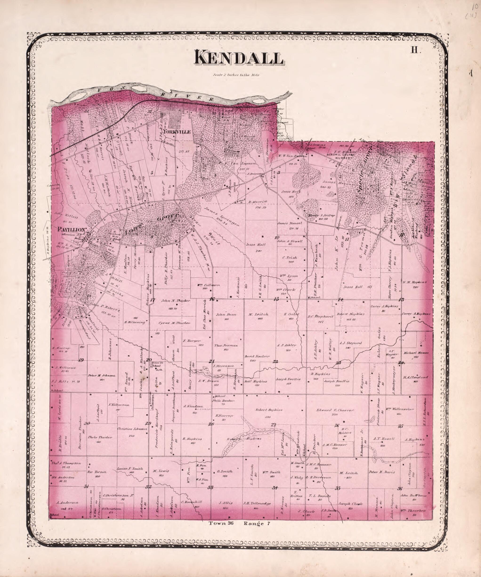 This old map of Kendall from State of Illinois Combined Town, County, State, National and General Atlas from 1870 was created by Worley & Bracher in 1870