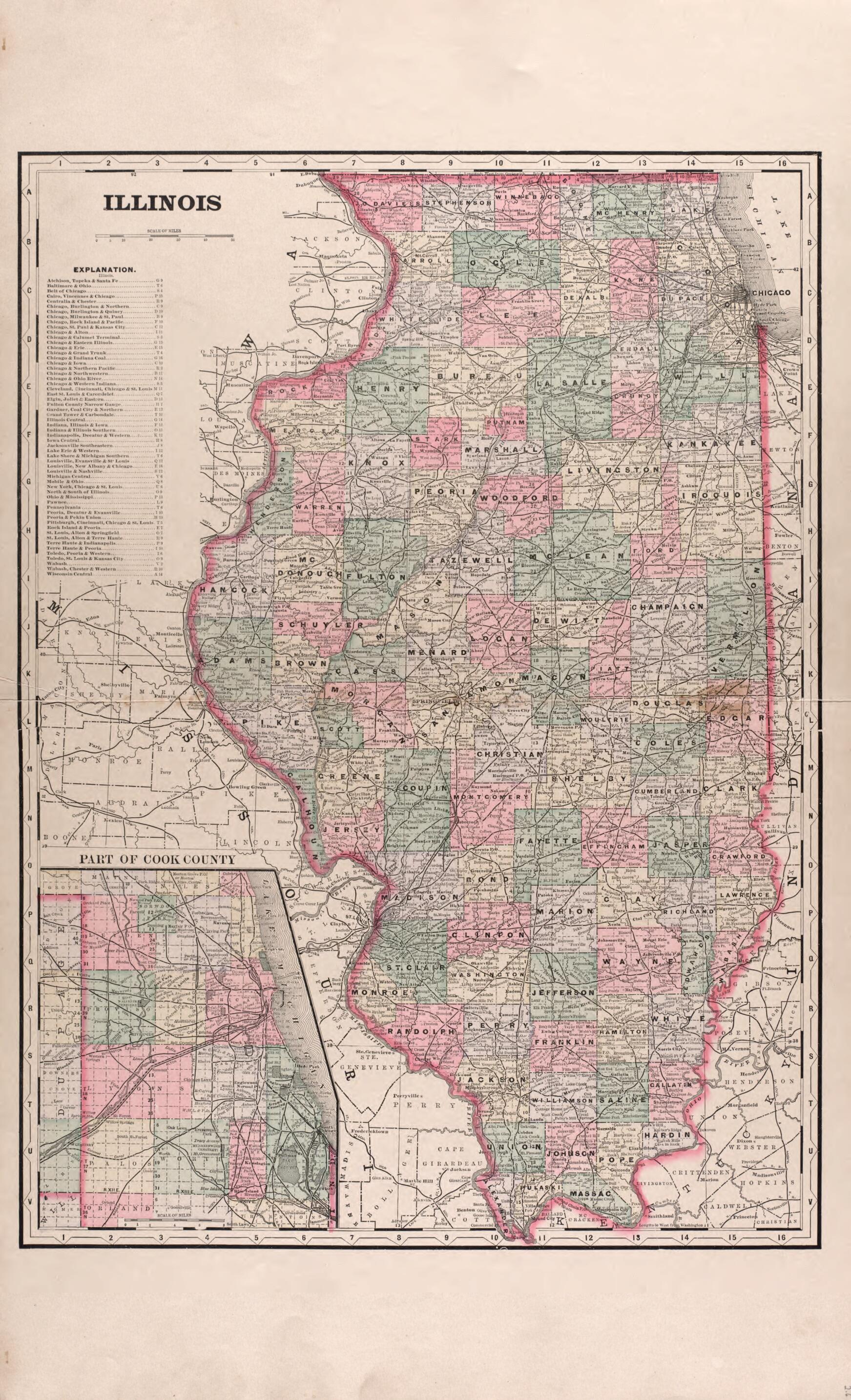 This old map of Illinois from Plat Book of Mason County, Illinois from 1891 was created by Wm. (William) Bracher in 1891