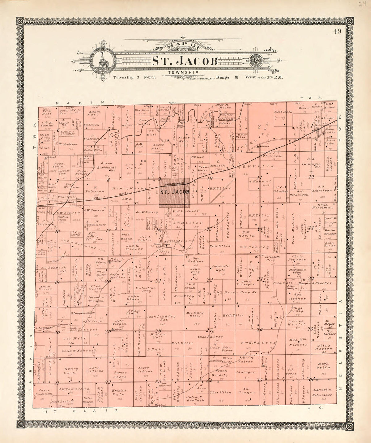 St. Jacob Township from Standard Atlas of Madison County, Illinois 1906 by Relic Map Company