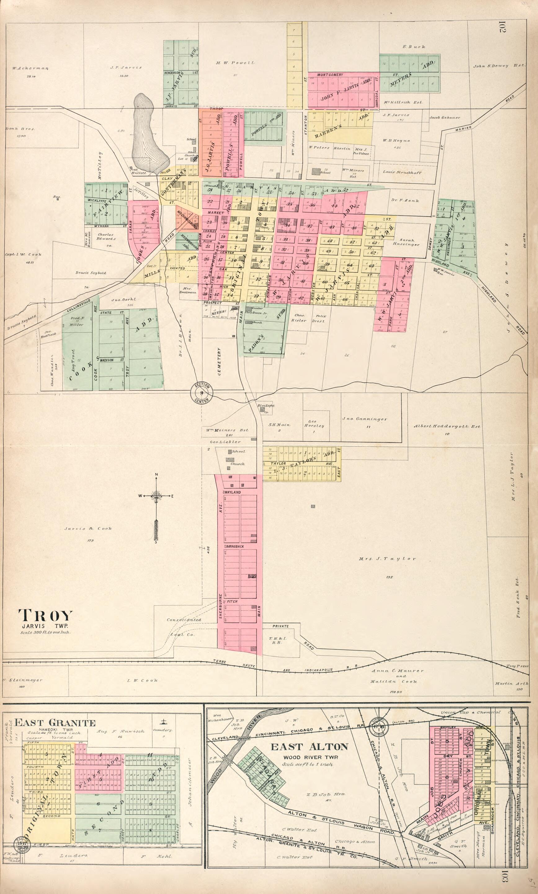 This old map of Troy - East Granite - East Alton from Standard Atlas of Madison County, Illinois from 1906 was created by Geo. A. Ogle & Co in 1906