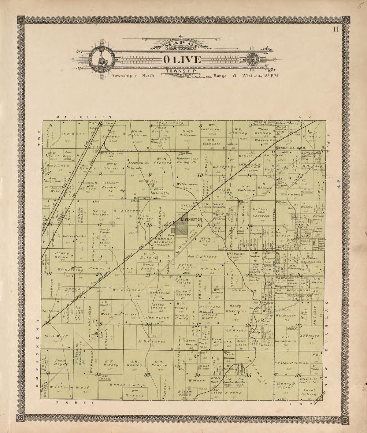 Olive Township from Standard Atlas of Madison County, Illinois 1906 by Relic Map Company