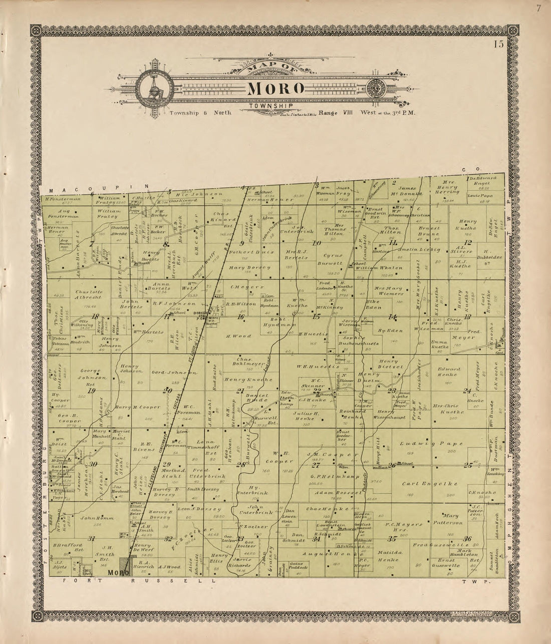 This old map of Moro Township from Standard Atlas of Madison County, Illinois from 1906 was created by Geo. A. Ogle & Co in 1906