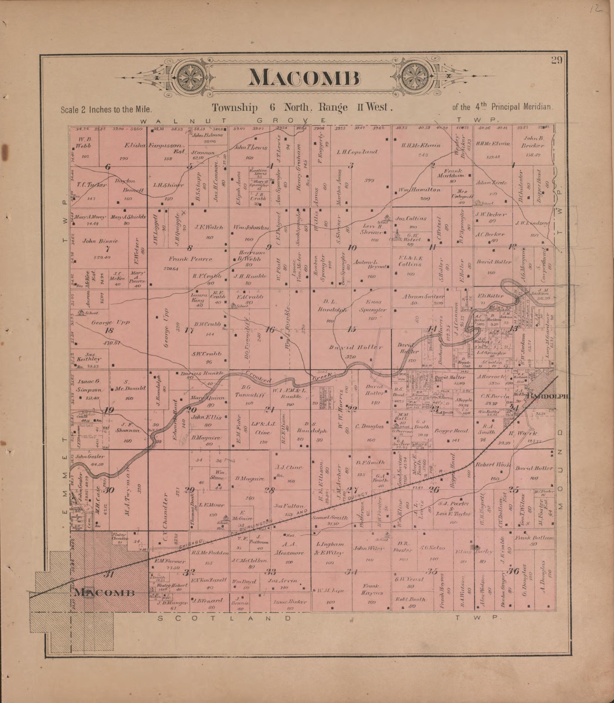 This old map of Macomb from Plat Book of McDonough County, Illinois from 1893 was created by Occidental Publishing Company in 1893
