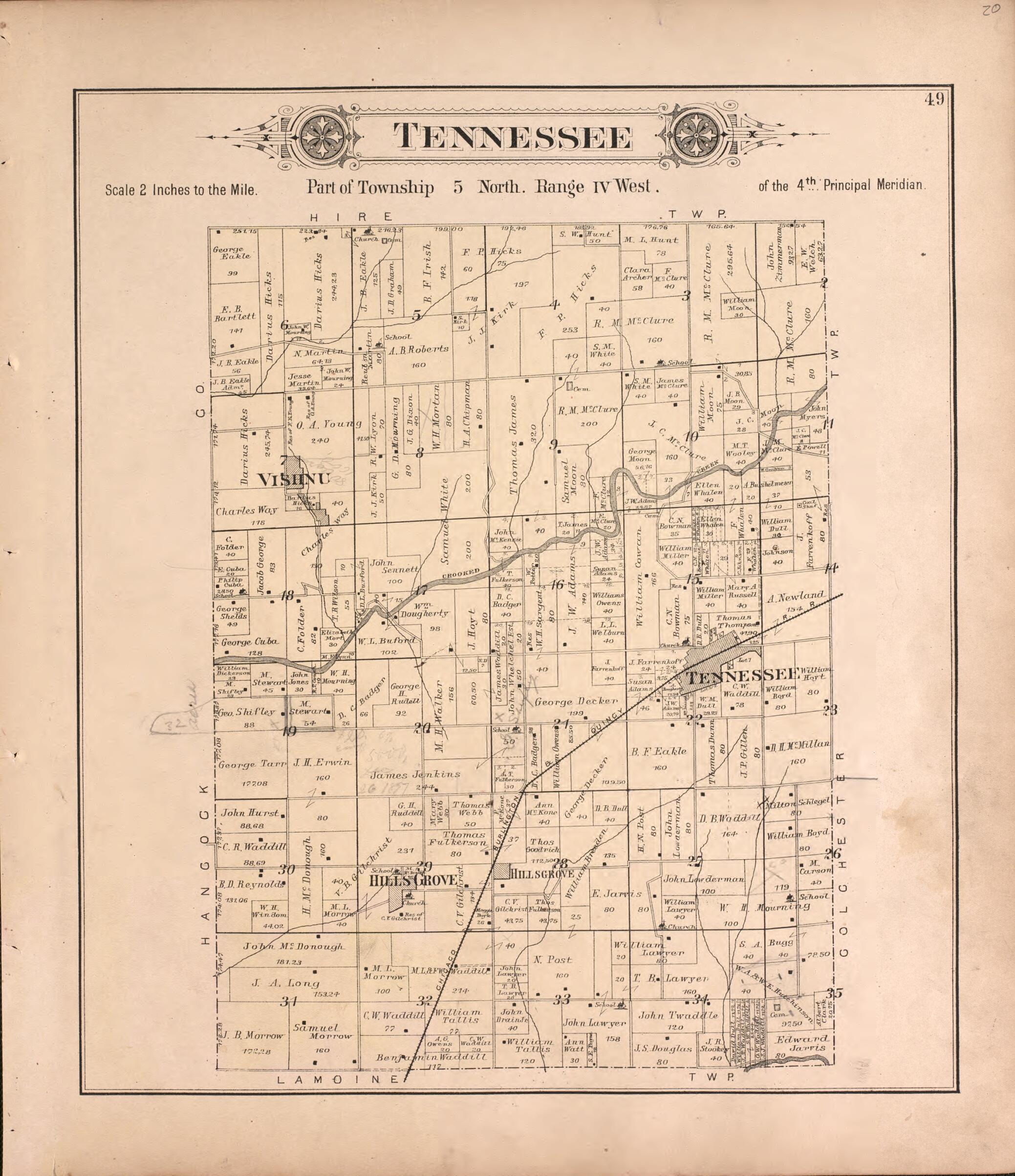 This old map of Tennessee from Plat Book of McDonough County, Illinois from 1893 was created by Occidental Publishing Company in 1893