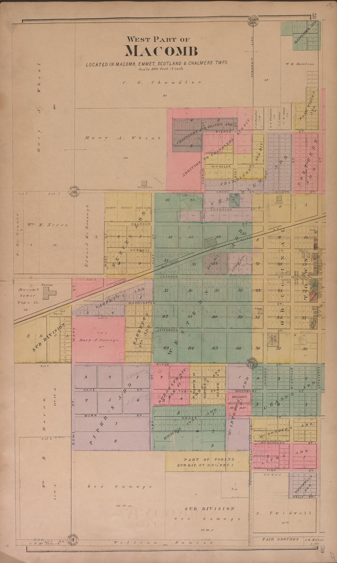 This old map of West Part of Macomb from Plat Book of McDonough County, Illinois from 1893 was created by Occidental Publishing Company in 1893