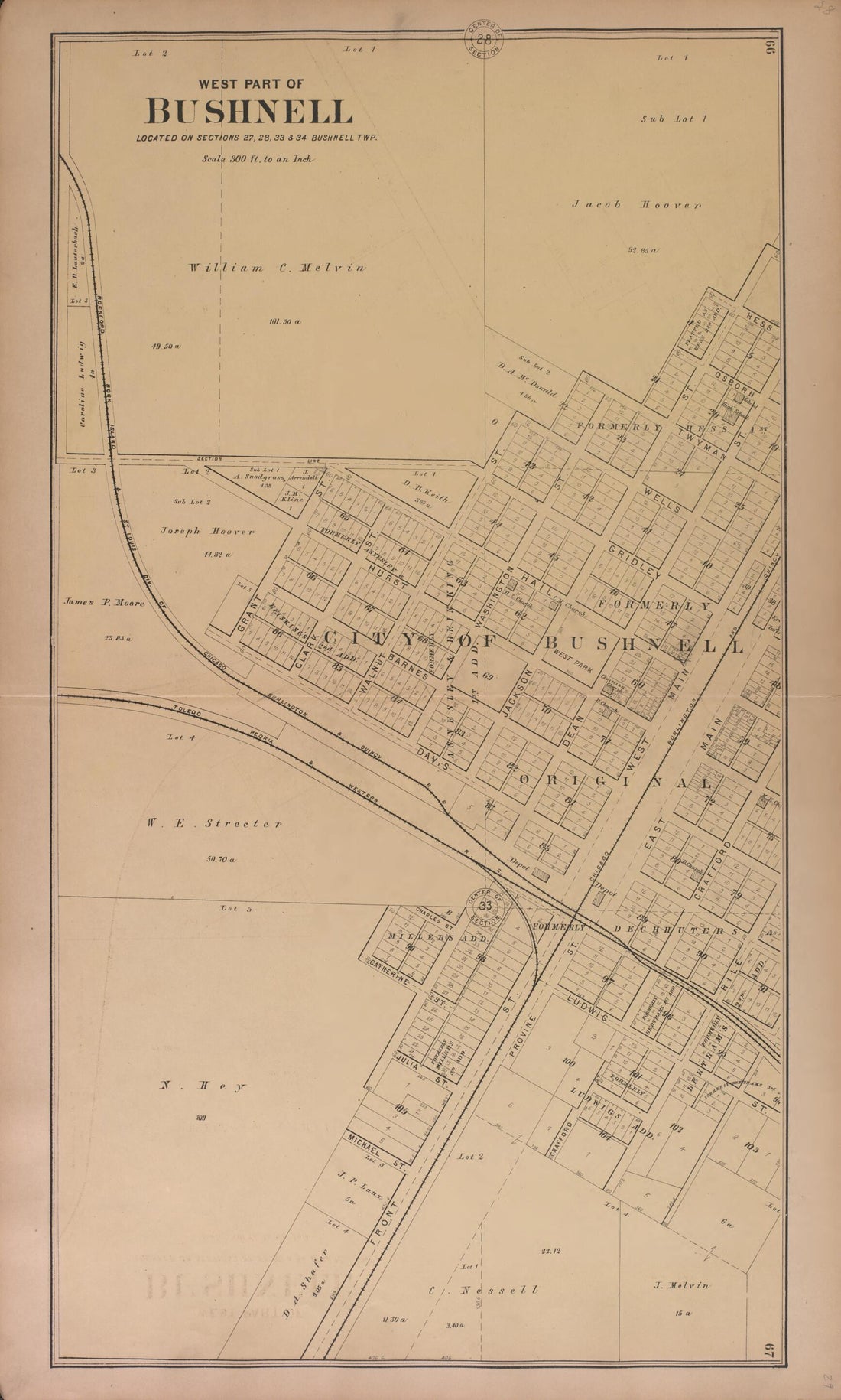 This old map of Bushnell--continued from Plat Book of McDonough County, Illinois from 1893 was created by Occidental Publishing Company in 1893