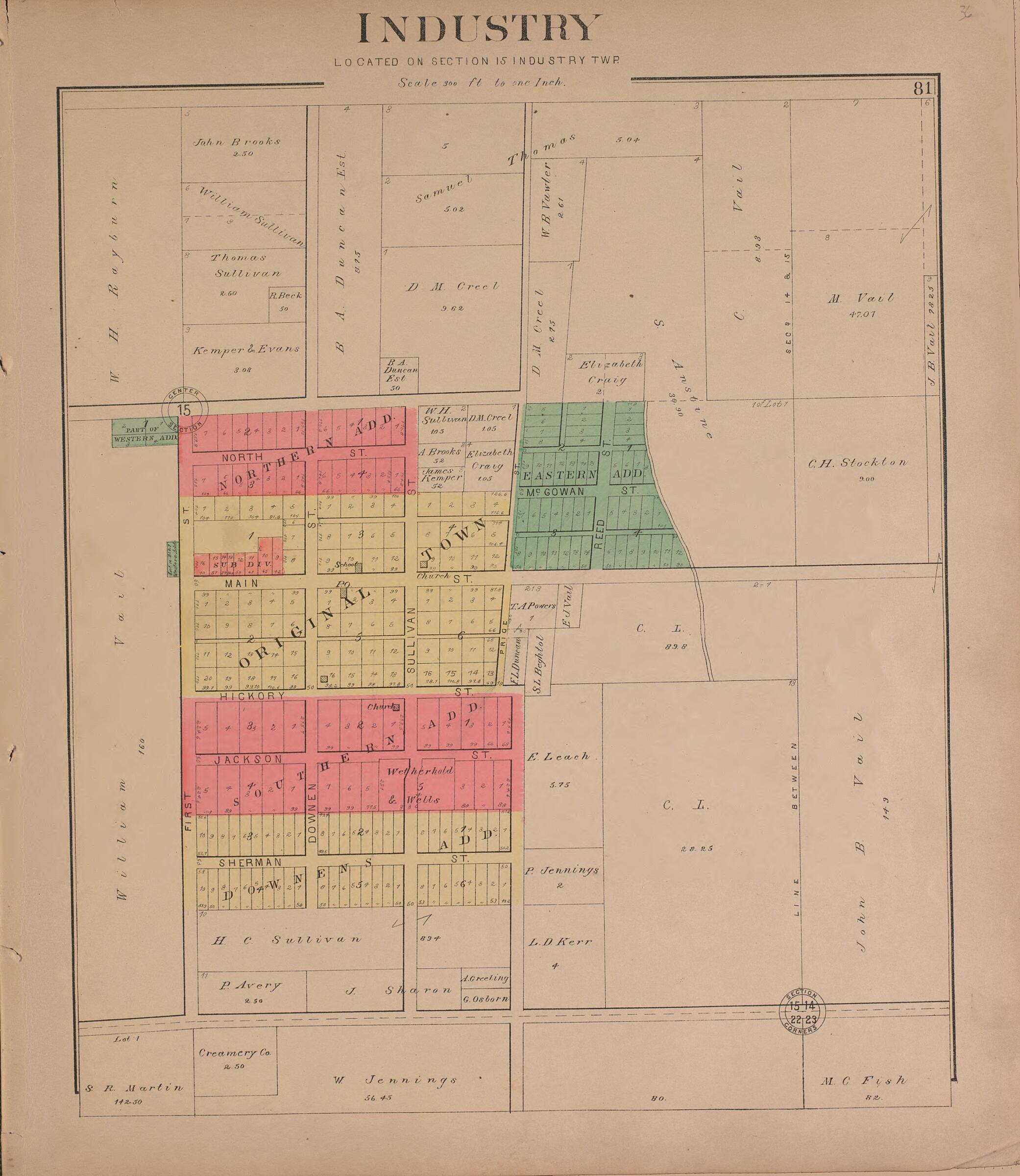 This old map of Industry from Plat Book of McDonough County, Illinois from 1893 was created by Occidental Publishing Company in 1893