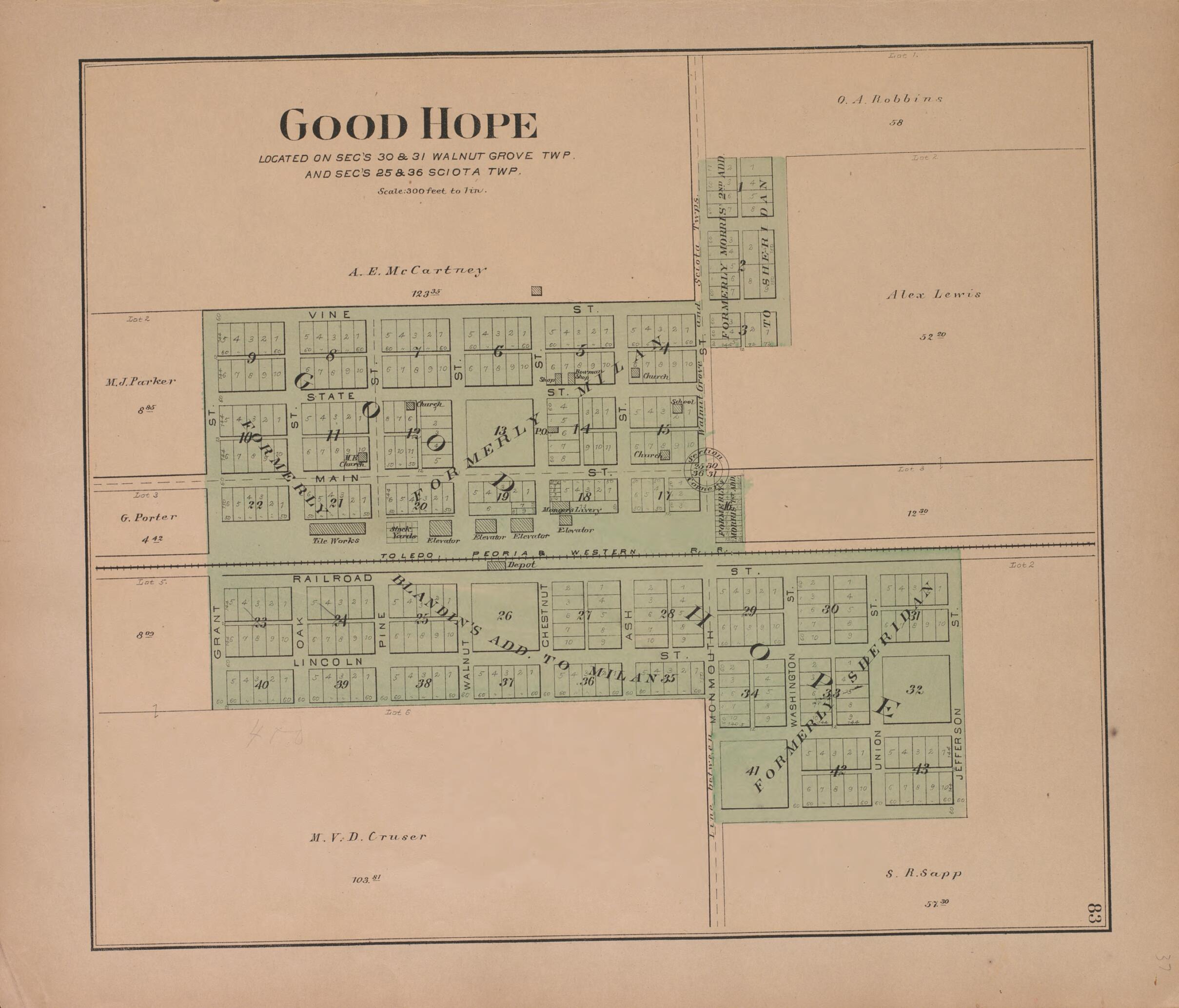 This old map of Good Hope from Plat Book of McDonough County, Illinois from 1893 was created by Occidental Publishing Company in 1893