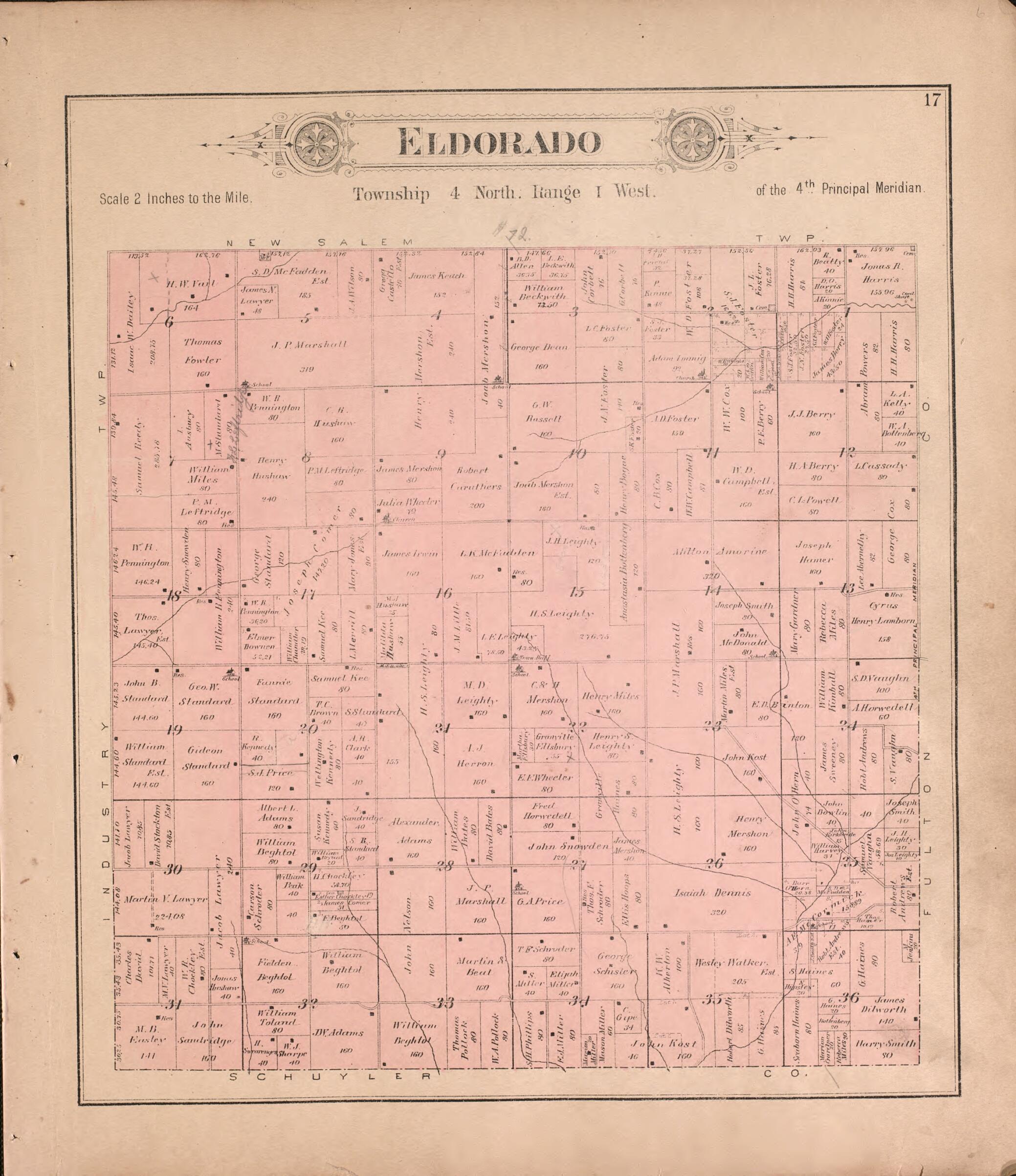 This old map of Eldorado from Plat Book of McDonough County, Illinois from 1893 was created by Occidental Publishing Company in 1893