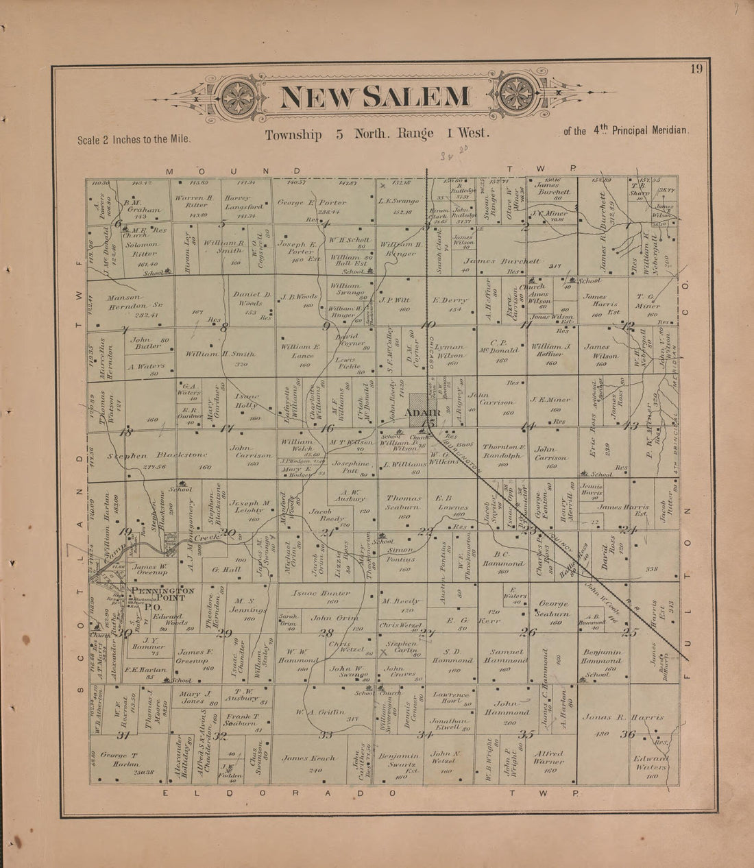 This old map of New Salem from Plat Book of McDonough County, Illinois from 1893 was created by Occidental Publishing Company in 1893