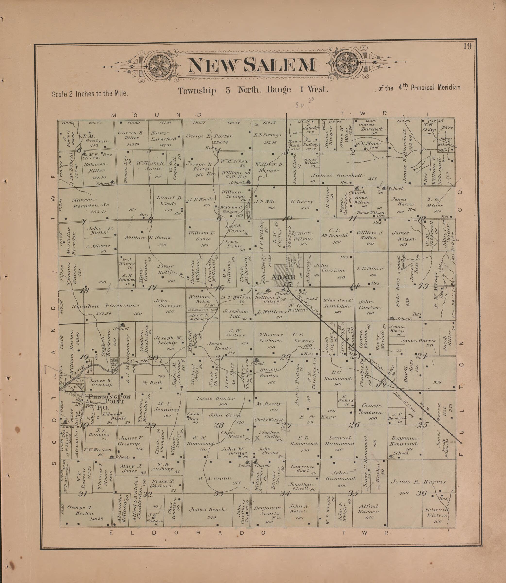 This old map of New Salem from Plat Book of McDonough County, Illinois from 1893 was created by Occidental Publishing Company in 1893