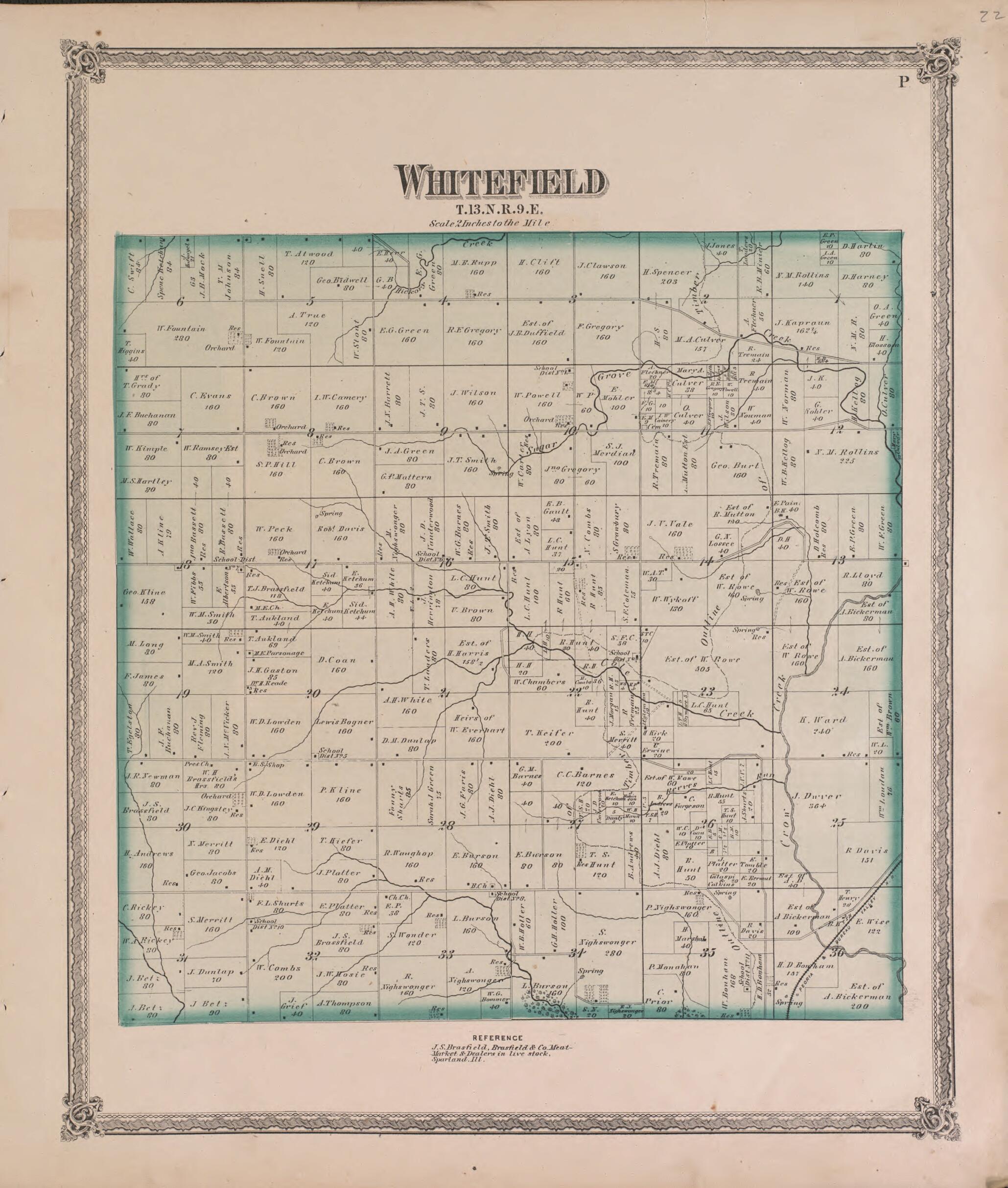 This old map of Whitefield from State of Illinois Combined Town, County, State, National and General Atlas from 1870 was created by Warner & Beers in 1870