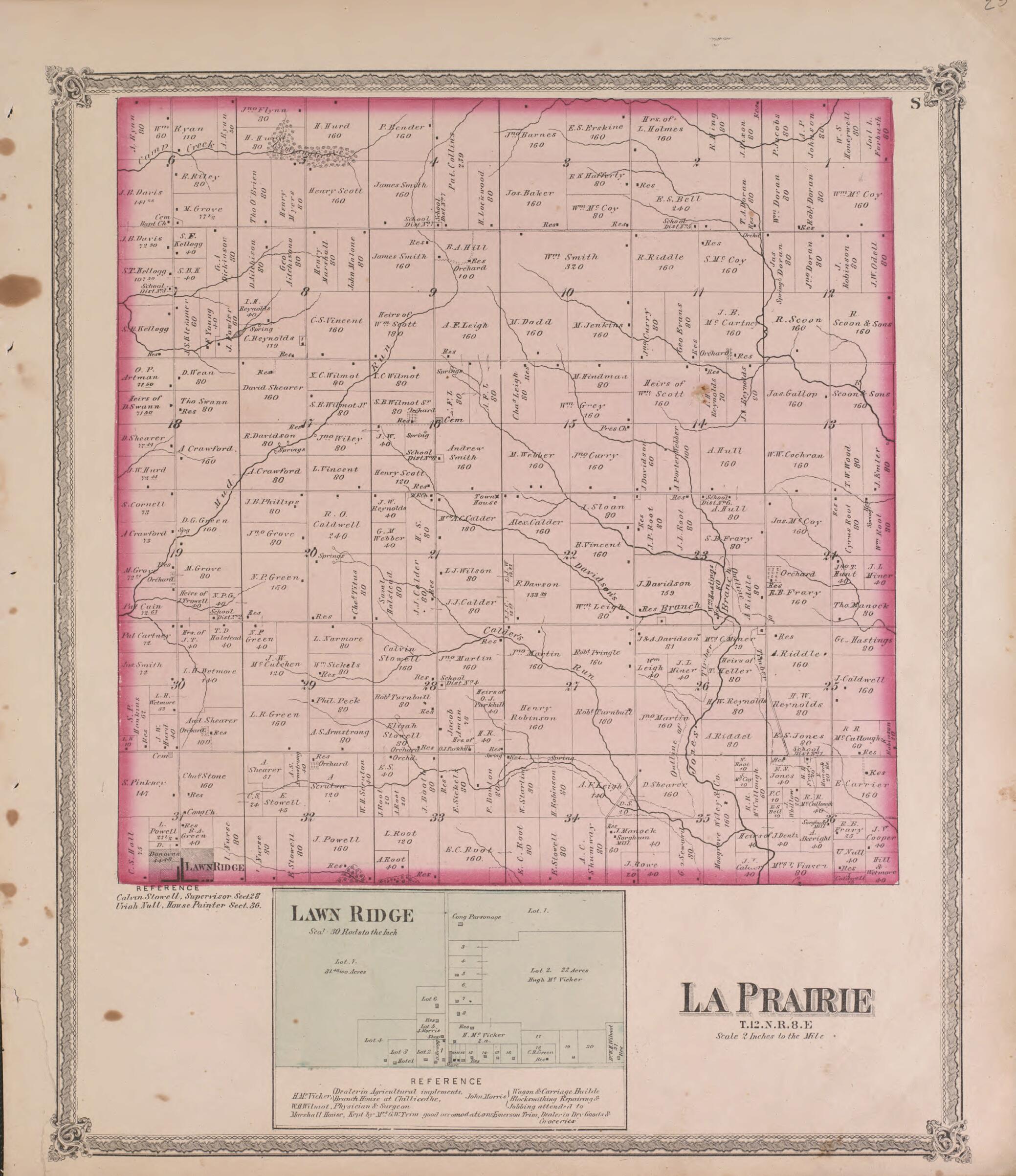 This old map of La Prairie from State of Illinois Combined Town, County, State, National and General Atlas from 1870 was created by Warner & Beers in 1870
