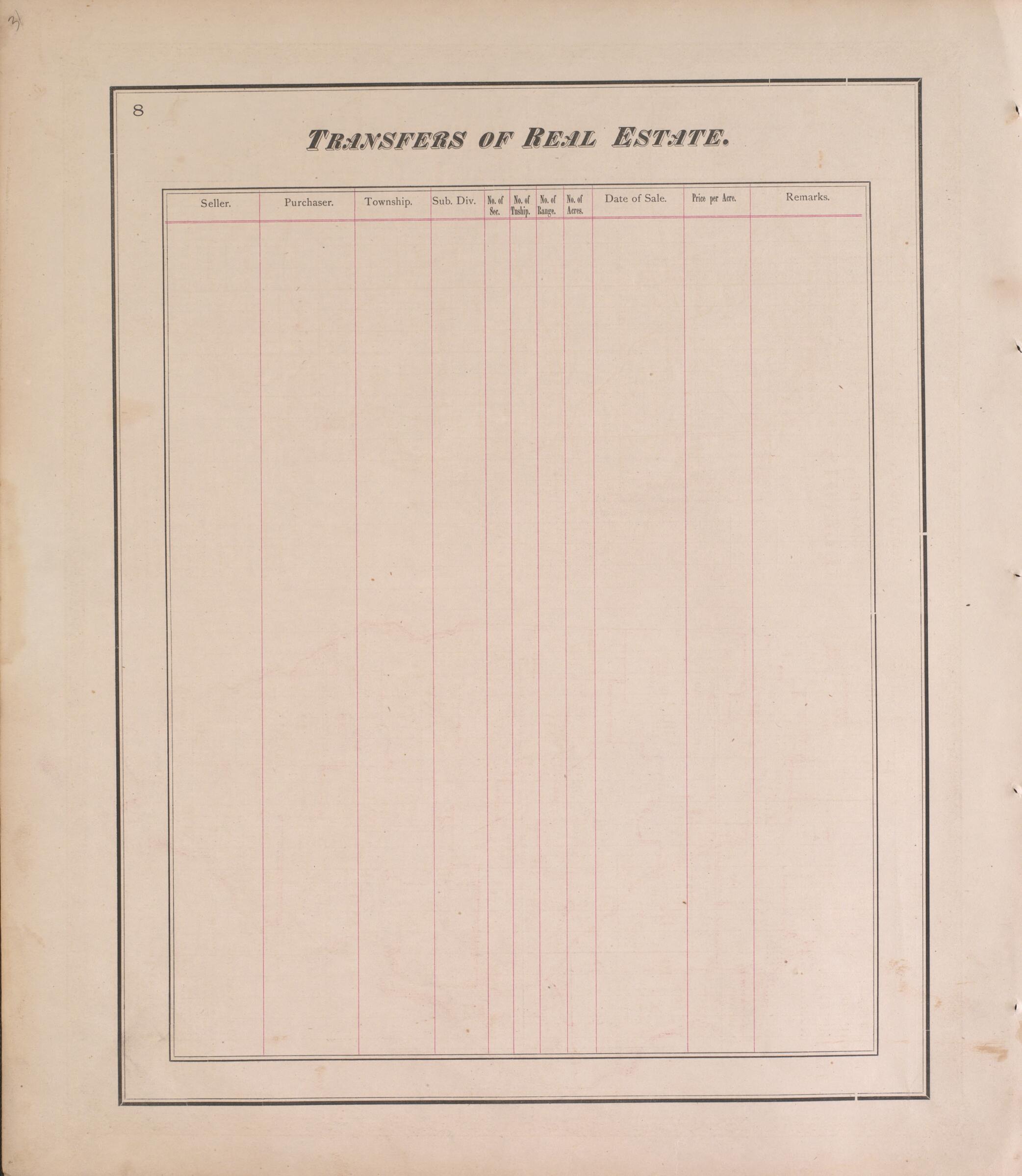 This old map of Transfers of Real Estate from State of Illinois Combined Town, County, State, National and General Atlas from 1870 was created by Warner & Beers in 1870