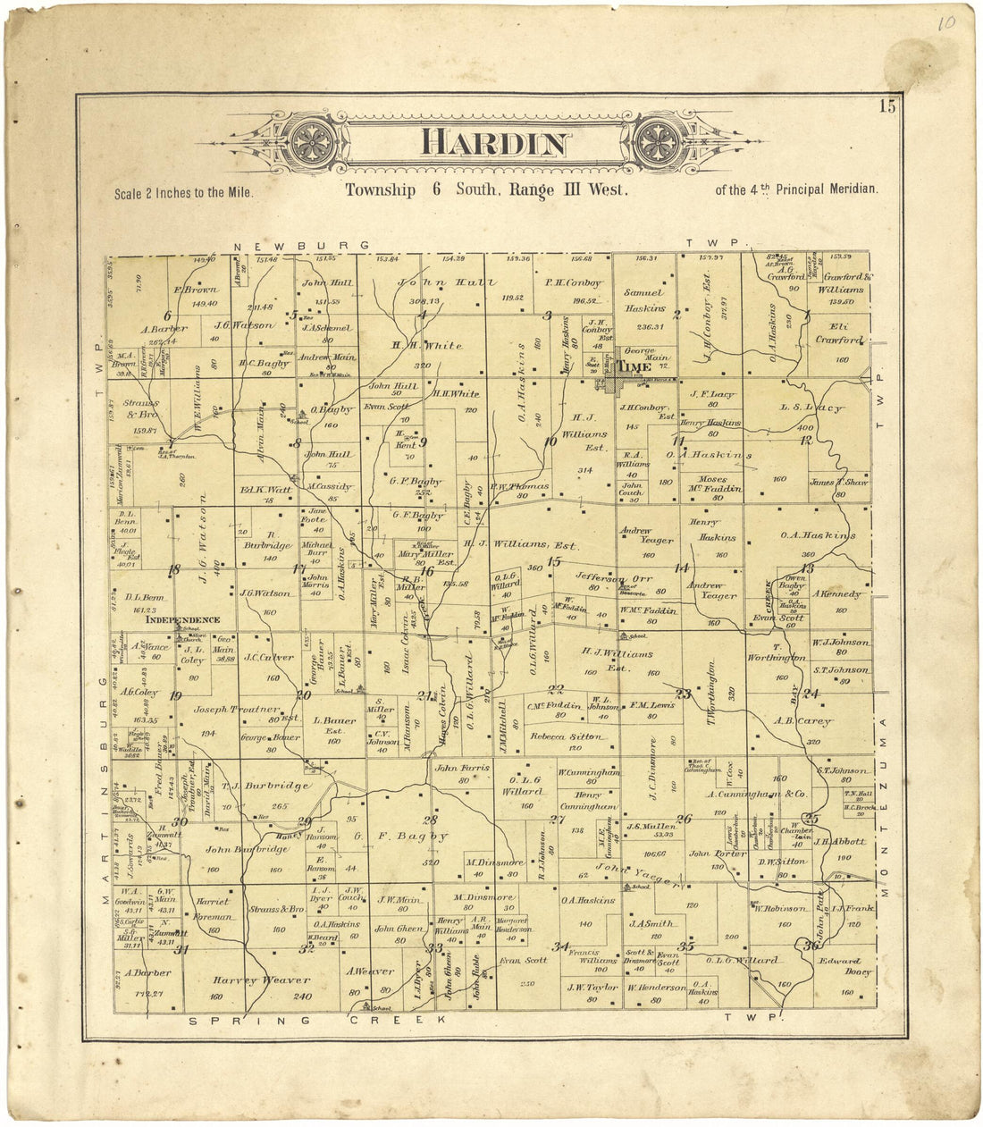 This old map of Hardin from Standard Atlas of Pike County, Illinois from 1895 was created by Geo. A. Ogle & Co in 1895